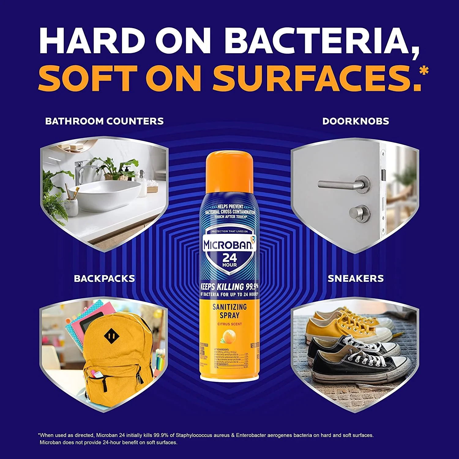 MICROBAN Disinfectant Spray, 24 Hour Sanitizing and Antibacterial Sanitizing Spray, Citrus Scent, 2 Count (15oz Each) (Packaging May Vary) - Image 7
