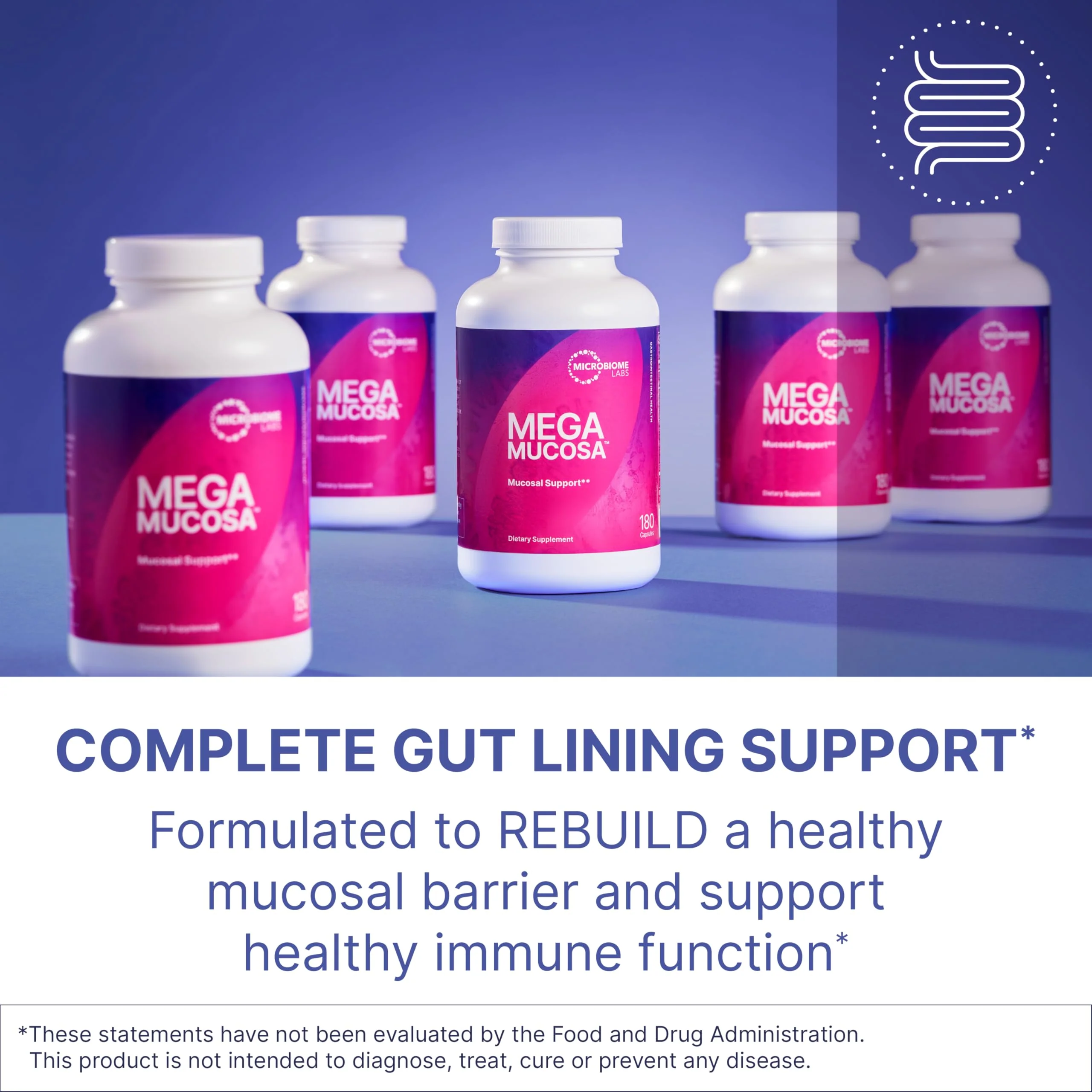 Microbiome Labs MegaMucosa - Amino Acids Supplement with Dairy-Free Immunoglobulins - Gut Health + Immune Support for Women & Men - for Complete Mucosal Support (180 Capsules) - Image 8