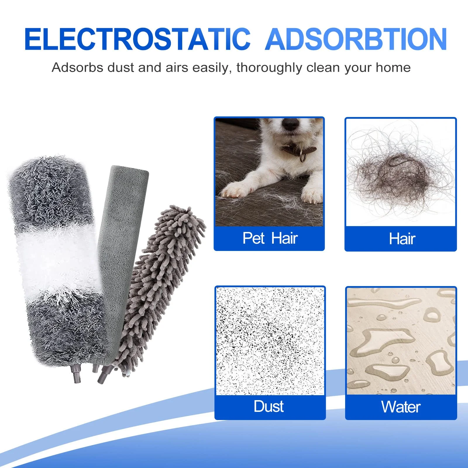 Microfiber Duster Kit (11PCS) - Washable Dusters with Extension Pole (30 to 100 in) for Cleaning Ceilings, Fans, Furniture - Image 5