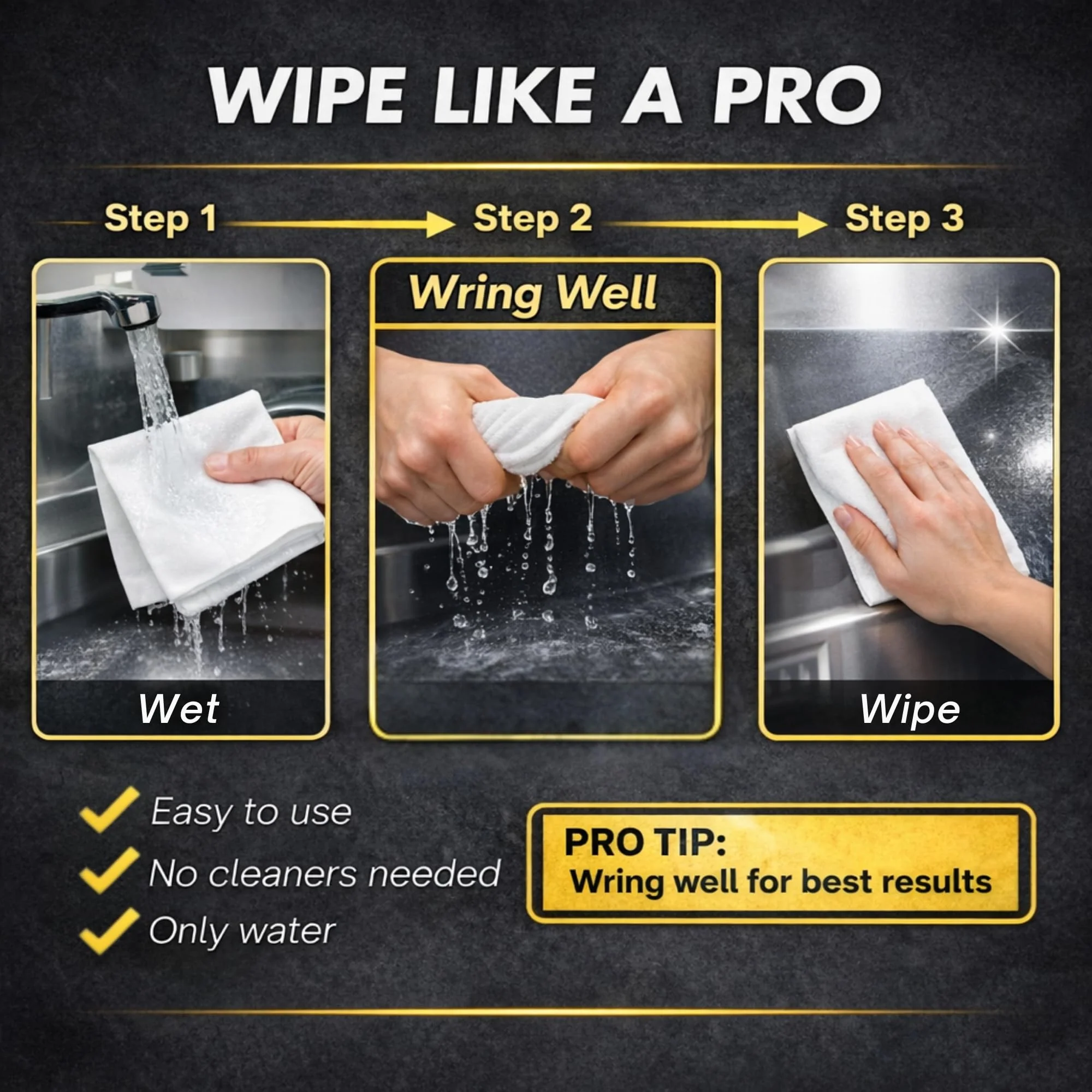 Microfiber Magic Streak Free Cleaning Cloth 6 Pack Clean Any Surface With Just Water Eco Friendly Environmentally Safe Perfect for Window, Mirror, Kitchen, Counters, Appliances, Car, Cycle, TV Screen - Image 8