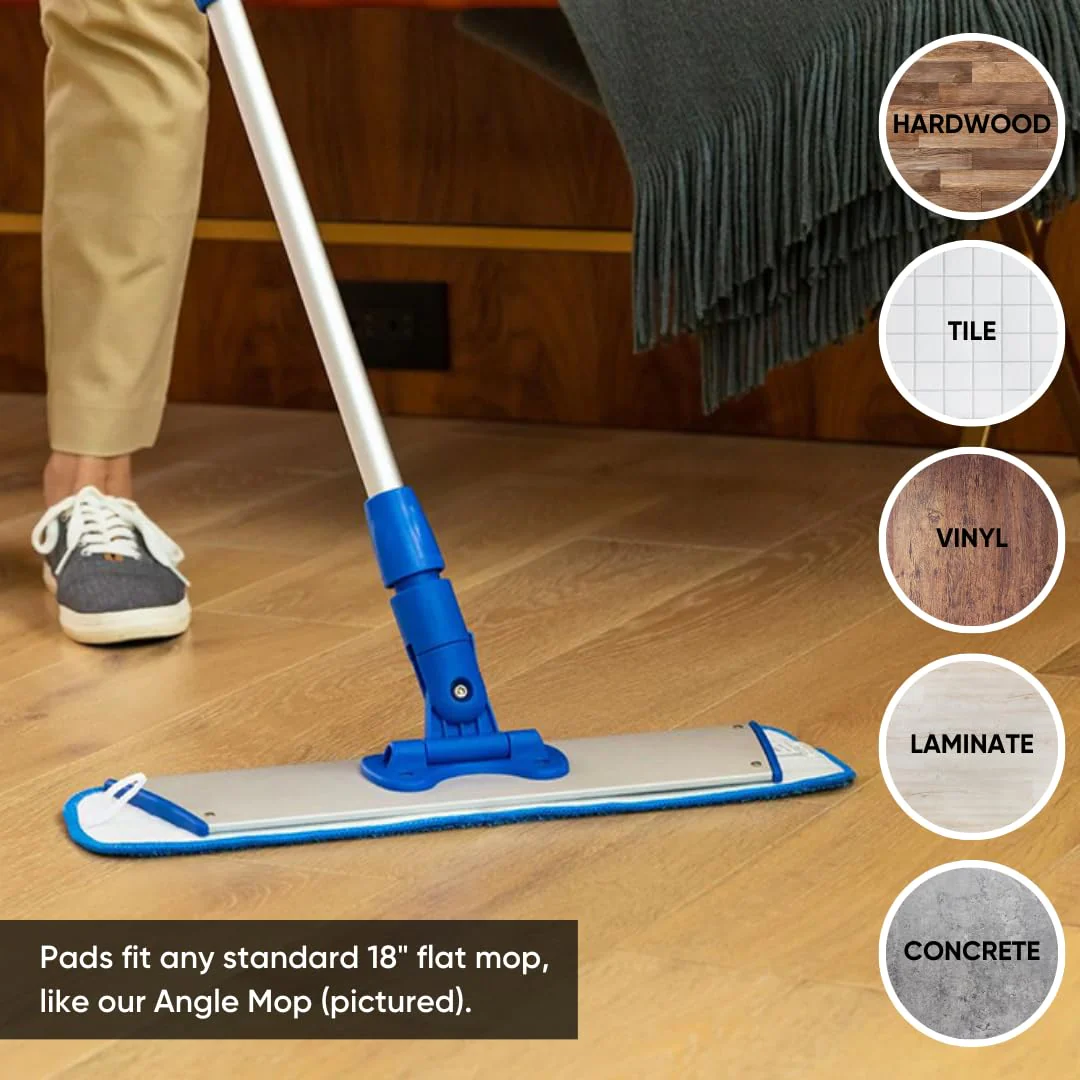 Microfiber Wholesale 18 inch Microfiber Mop Pads - Machine Washable, Reusable, Refills & Replacement Wet Mop Heads Compatible with Any Microfiber Flat Mop System (3 Pack) - Image 4