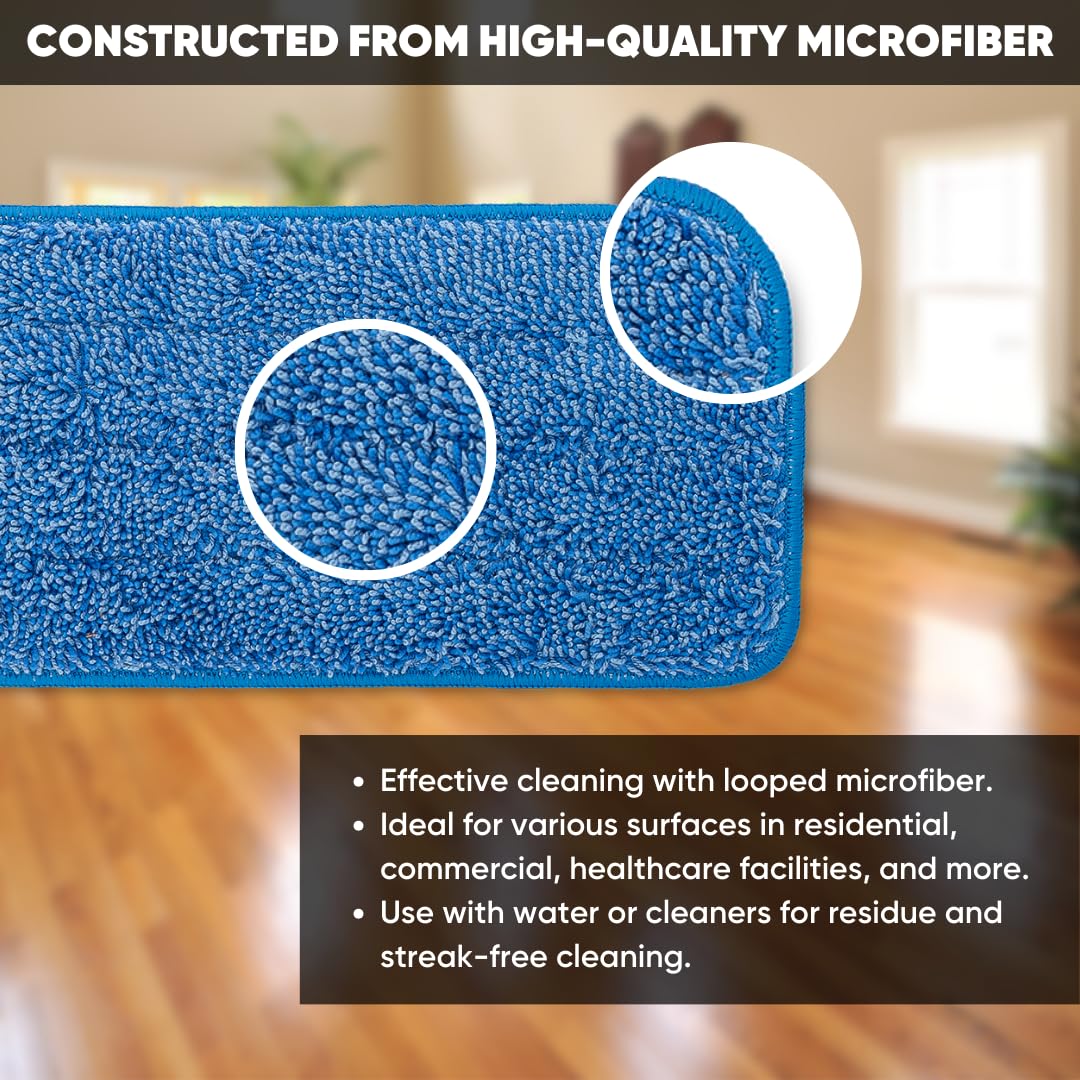 Microfiber Wholesale 18 inch Microfiber Mop Pads - Machine Washable, Reusable, Refills & Replacement Wet Mop Heads Compatible with Any Microfiber Flat Mop System (3 Pack) - Image 8
