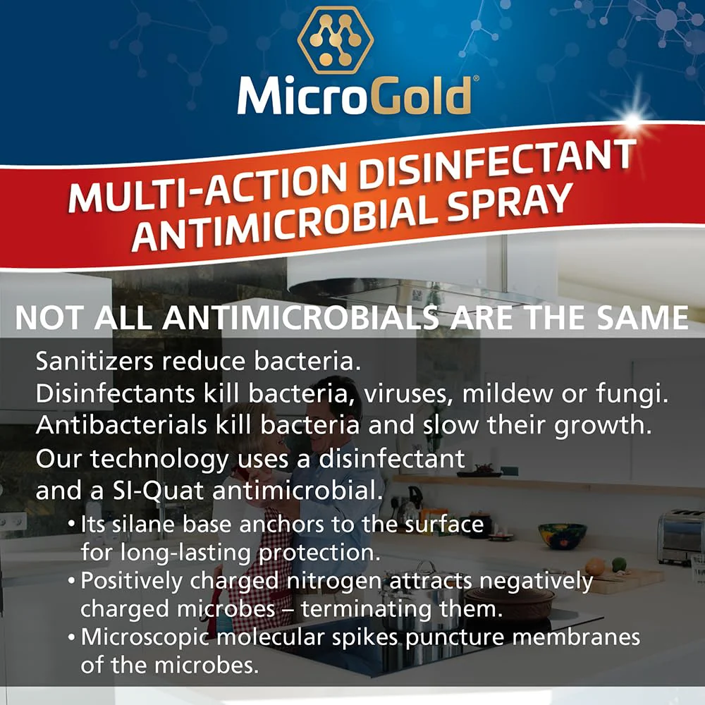MicroGold Multi-Action Disinfectant Antimicrobial Spray Tested and Proven Effective to Kill the COVID-19 Virus, Kills 99.9% of Viruses and Bacteria, 24 Fluid Ounces, 6 Pack, Packaging May Vary - Image 4