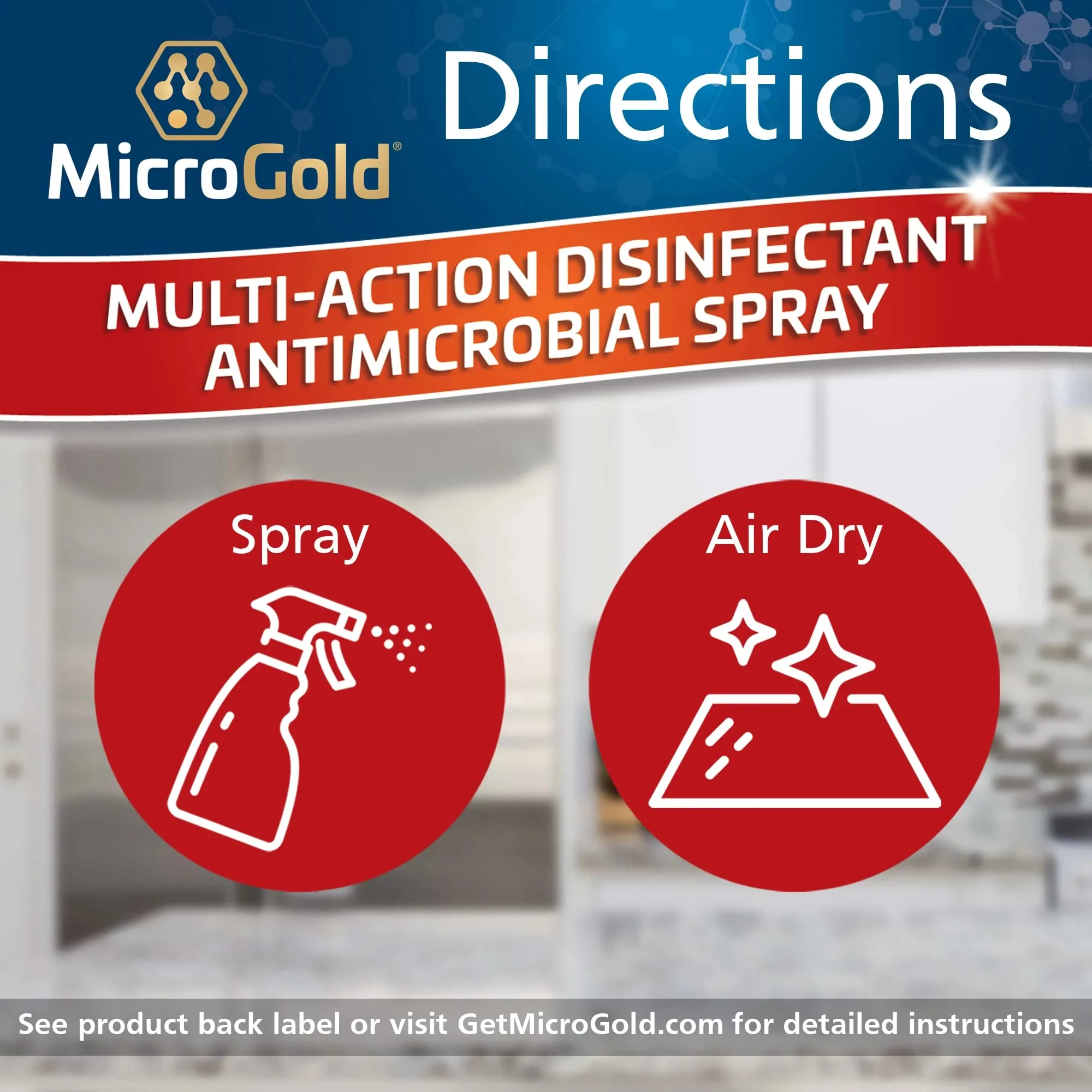 MicroGold Multi-Action Disinfectant Antimicrobial Spray Tested and Proven Effective to Kill the COVID-19 Virus, Kills 99.9% of Viruses and Bacteria, 24 Fluid Ounces, 6 Pack, Packaging May Vary - Image 5