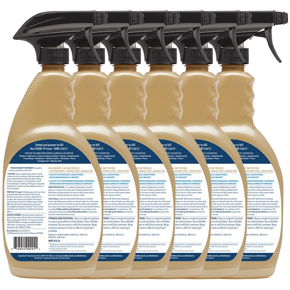 MicroGold Multi-Action Disinfectant Antimicrobial Spray Tested and Proven Effective to Kill the COVID-19 Virus, Kills 99.9% of Viruses and Bacteria, 24 Fluid Ounces, 6 Pack, Packaging May Vary - Image 9