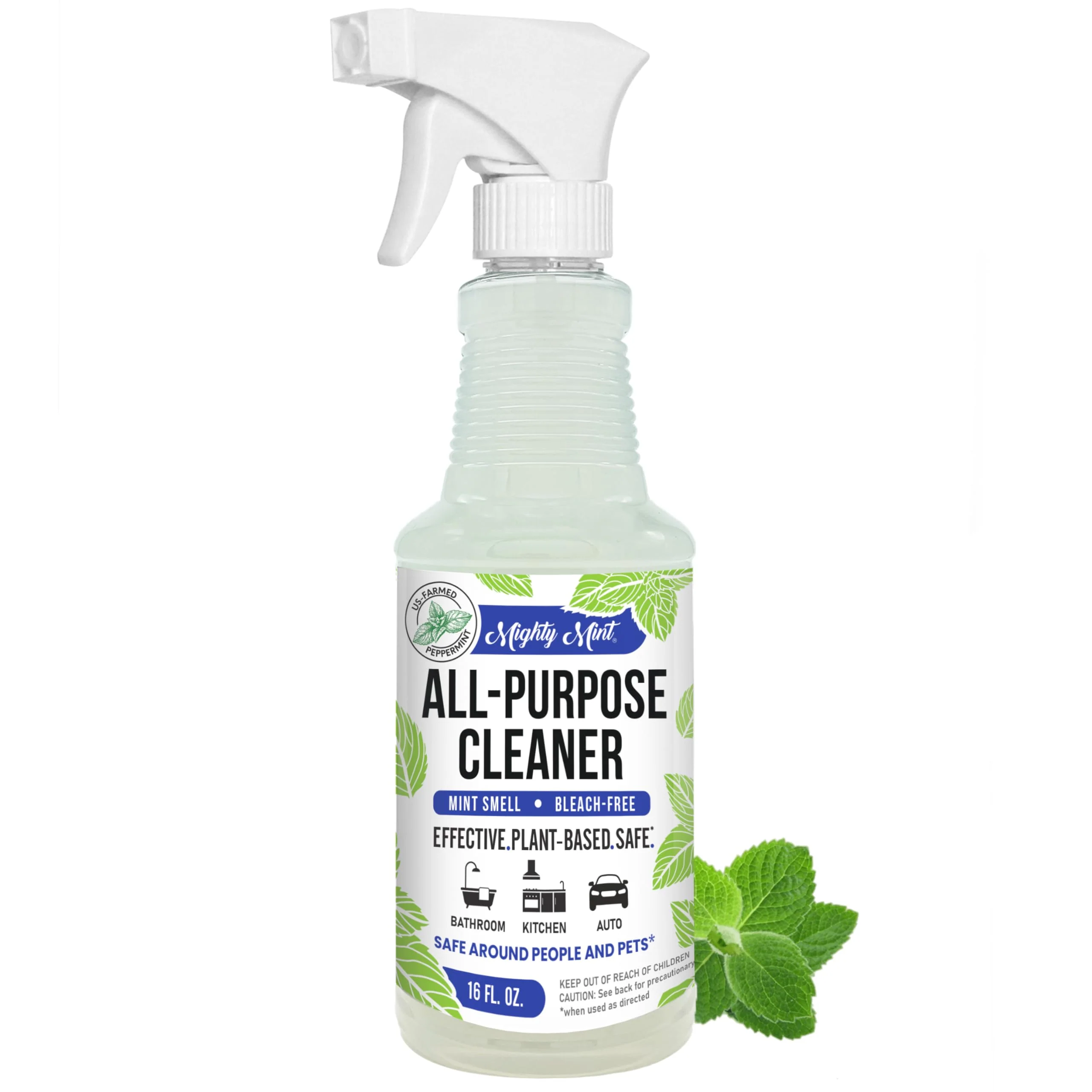Mighty Mint All-Purpose Cleaner Spray – Plant-Based, Multi-Surface Cleaning for Kitchen, Bathroom & Home – Cuts Grease, Dirt & Grime - Peppermint Scent, 16 oz