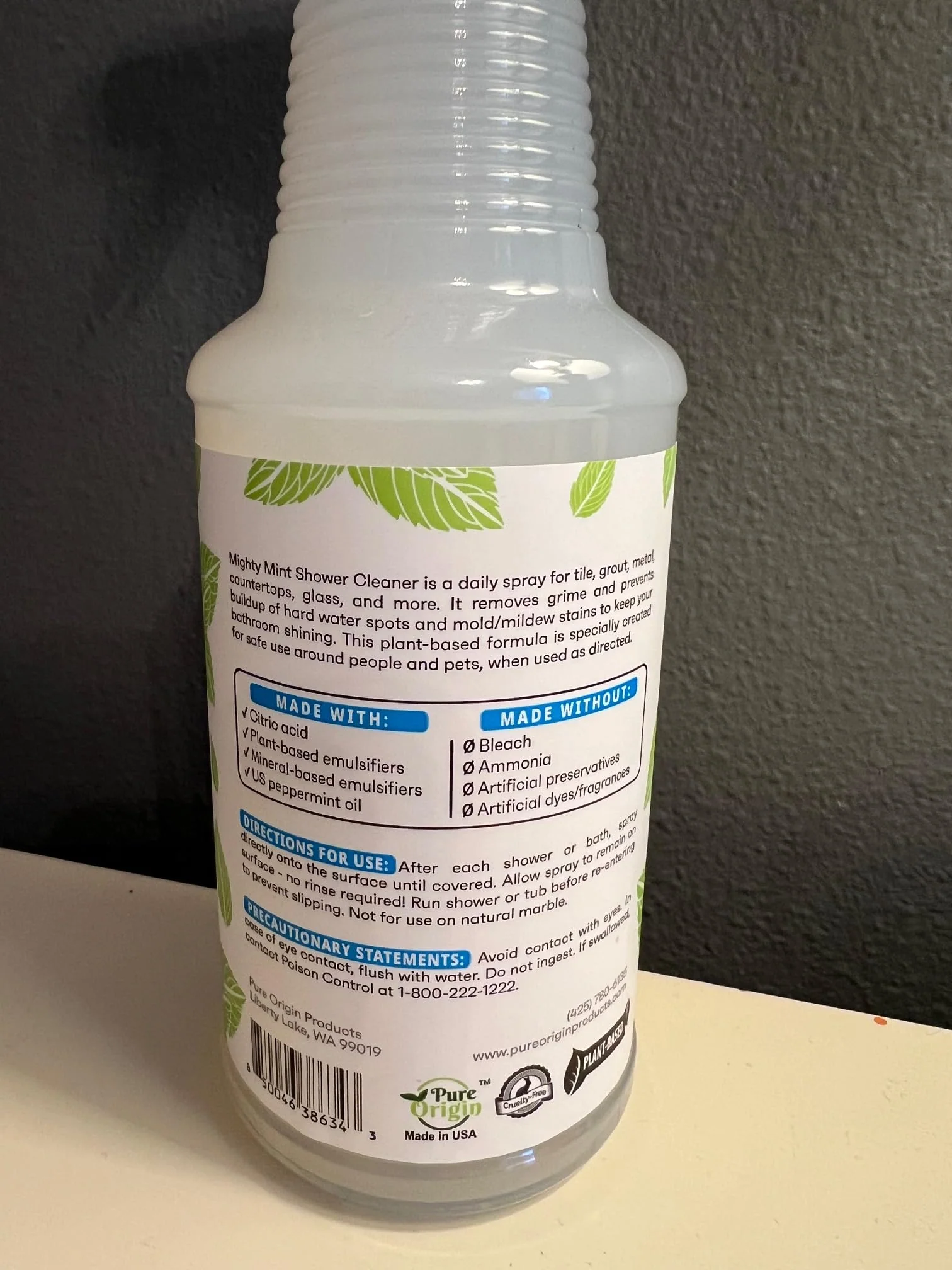 Mighty Mint Daily Shower Cleaner Spray – No Rinse, No Scrub Solution for Glass, Tile & Grout – Plant Based Formula with Peppermint Scent - 16 oz. - Image 3
