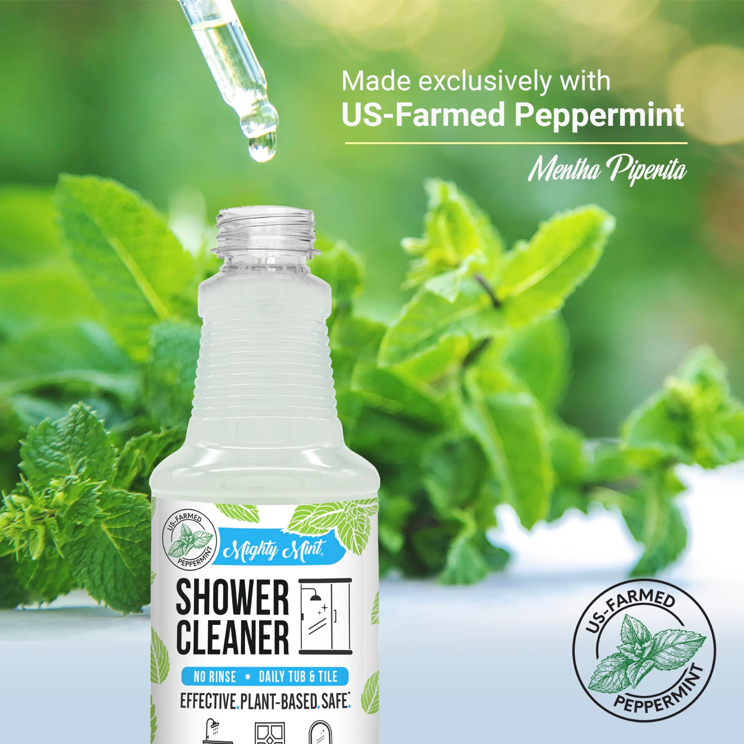Mighty Mint Daily Shower Cleaner Spray – No Rinse, No Scrub Solution for Glass, Tile & Grout – Plant Based Formula with Peppermint Scent - 16 oz. - Image 7