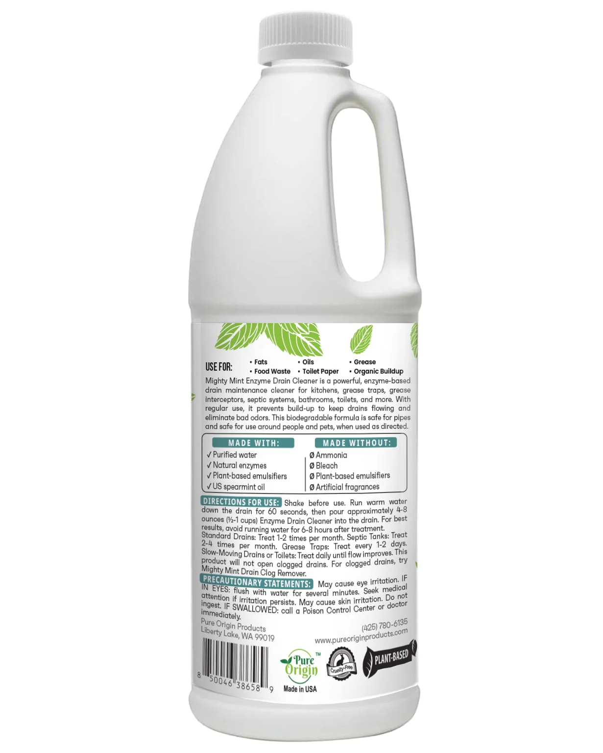 Mighty Mint Enzyme Drain Maintainer – Drain Cleaner & Deodorizer for Odor Control and Buildup Prevention – Safe for Pipes, Septic & Grease Traps - 32 oz. - Image 2