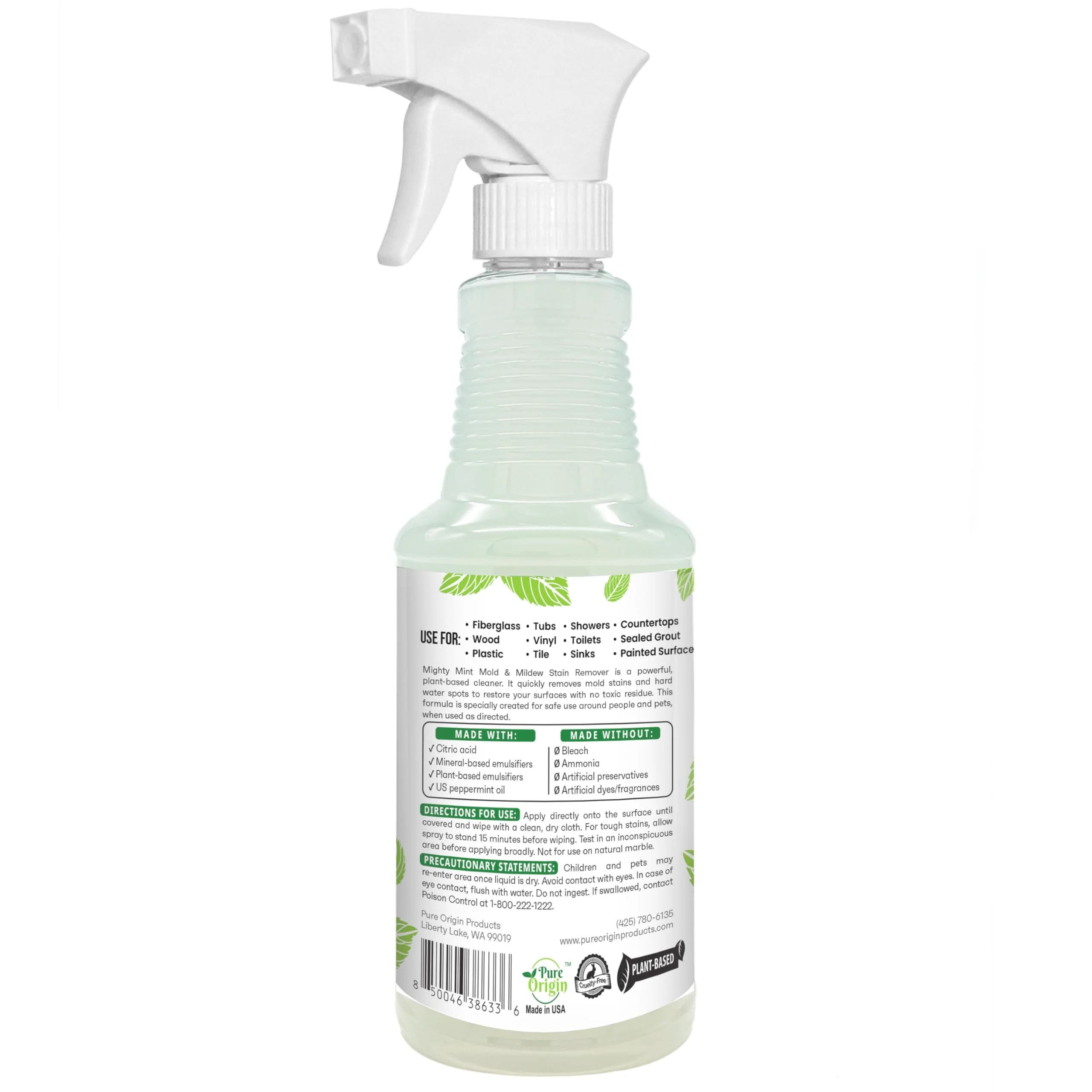Mighty Mint Mold & Mildew Stain Remover Spray, Rapid Clean for Bathroom, Kitchen, Hard Water, Outdoors, Natural Peppermint Scent, 16oz - Image 2