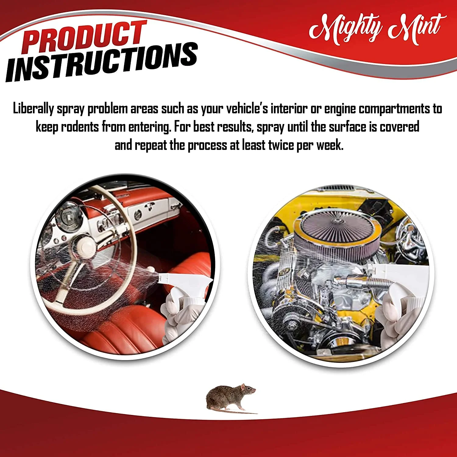 Mighty Mint Peppermint Oil Rodent Repellent Spray for Vehicles – Natural Mouse & Rat Control for Car Engines, RVs, Trucks & Boats – Plant-Based, Extra-Strong Formula – 16 oz - Image 5