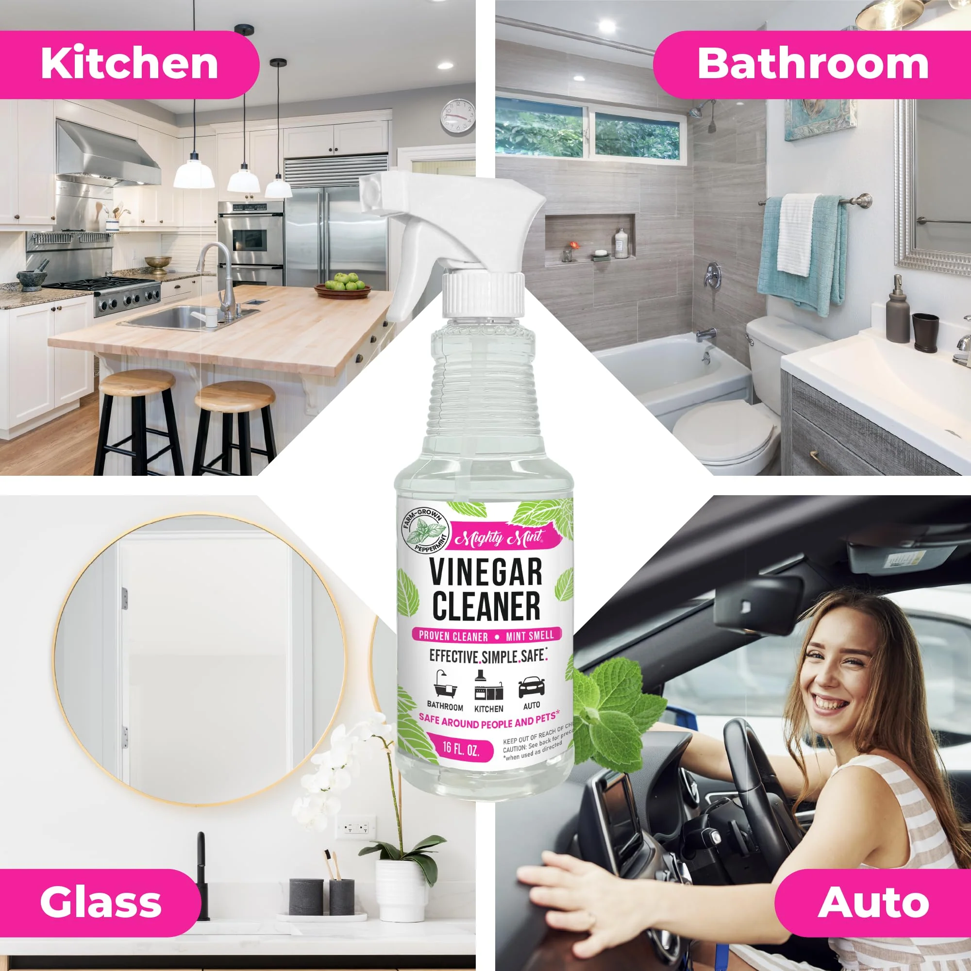Mighty Mint Vinegar Cleaner, All-Purpose Spray, Spearmint Scent, 16oz - Image 8