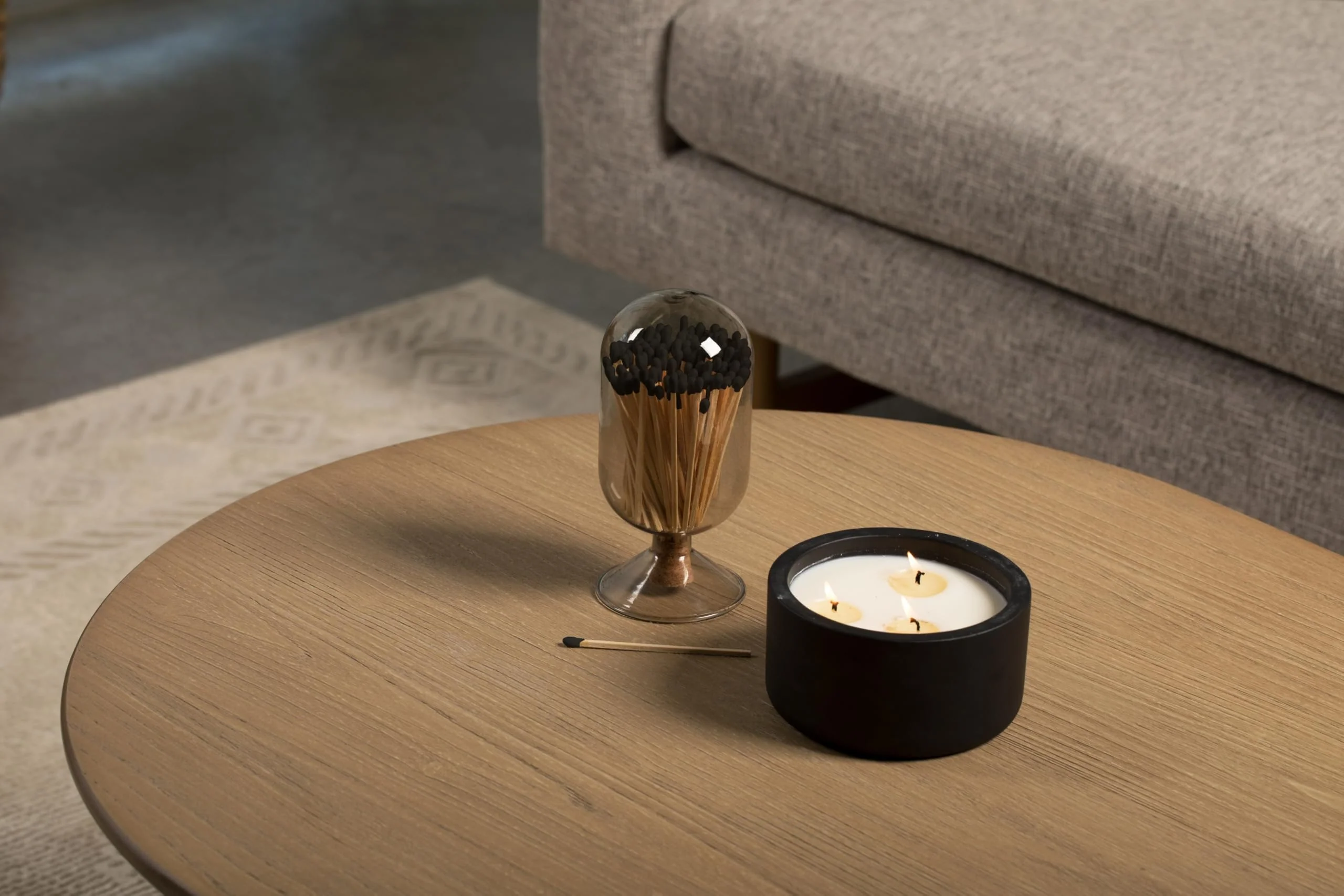 MILAVERA Premium Glass Match Cloche - Matches in a Jar with Striker. Long Matches for Candles, Fireplace, Bath Salts, Accessories. Includes Bottle, Attached Match Striker and Safety Matches (Black) - Image 4