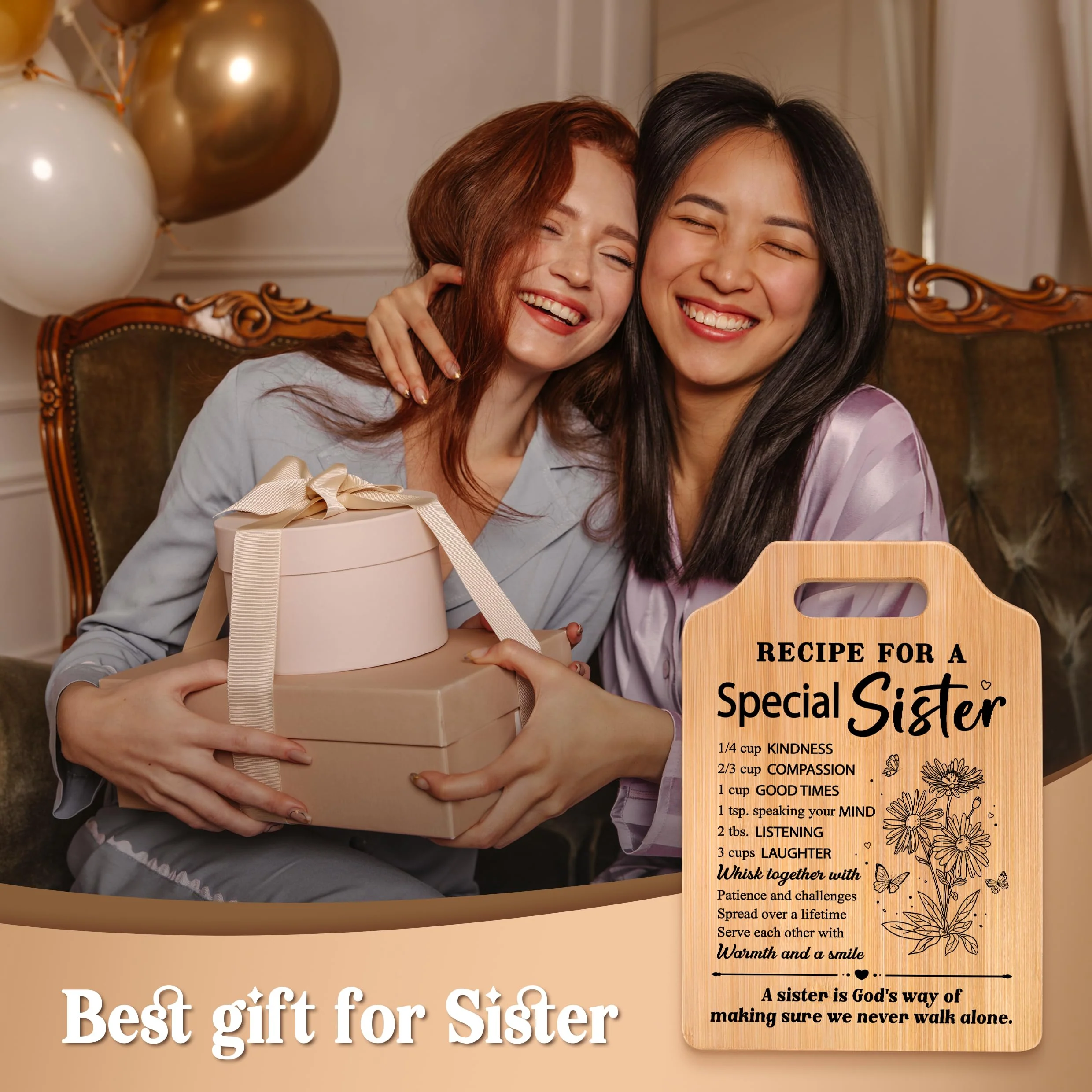 Milcier Gifts for Sister, Sister Birthday Gifts, Recipe for A Special Sister Cutting Board, Sisters Gifts from Sister, Mothers Day Christmas Gifts for Sister Sister Adult - Image 2