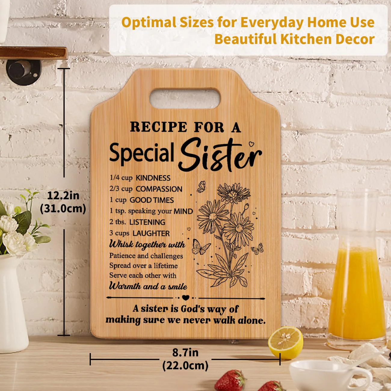 Milcier Gifts for Sister, Sister Birthday Gifts, Recipe for A Special Sister Cutting Board, Sisters Gifts from Sister, Mothers Day Christmas Gifts for Sister Sister Adult - Image 5