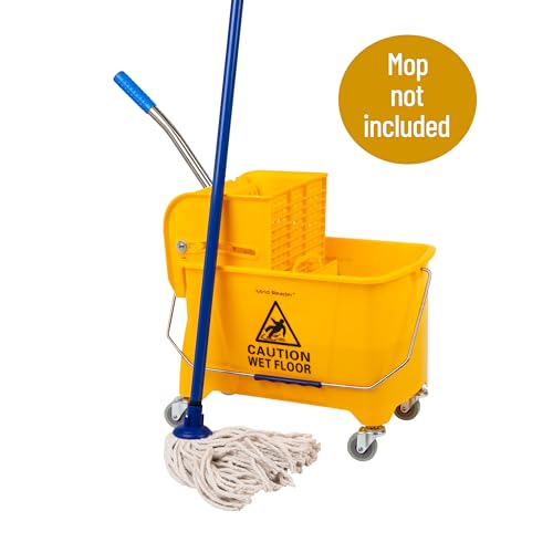 Mind Reader Mop Bucket with Wringer (Mop Not Included), 5.5 Gallon Cleaning Bucket with Wheels and Handle, Upward Press Wringer, Small Mop Compatible, Yellow - Image 8