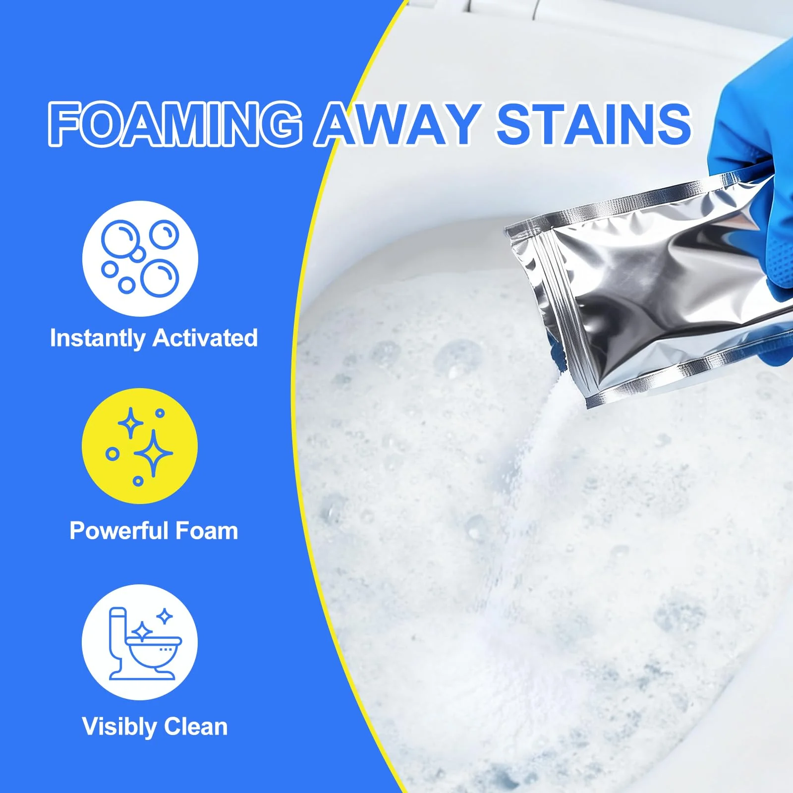 MineeCozee Foaming Toilet Bowl Cleaner Powder: Self-Activating Foam Toilet Cleaner for Deep Cleaning - Stain Remover for Bathroom (400g) - Image 6