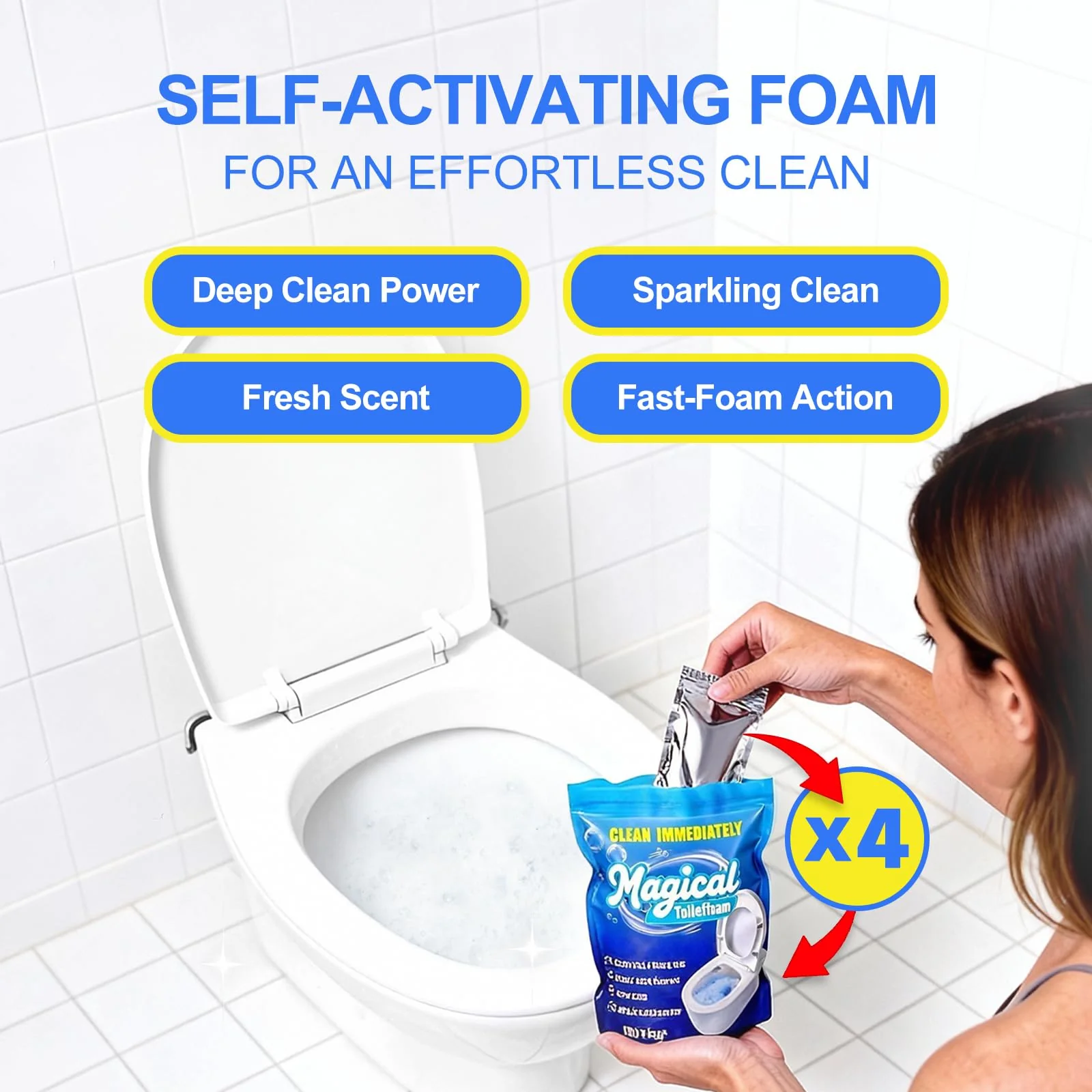 MineeCozee Foaming Toilet Bowl Cleaner Powder: Self-Activating Foam Toilet Cleaner for Deep Cleaning - Stain Remover for Bathroom (400g) - Image 7