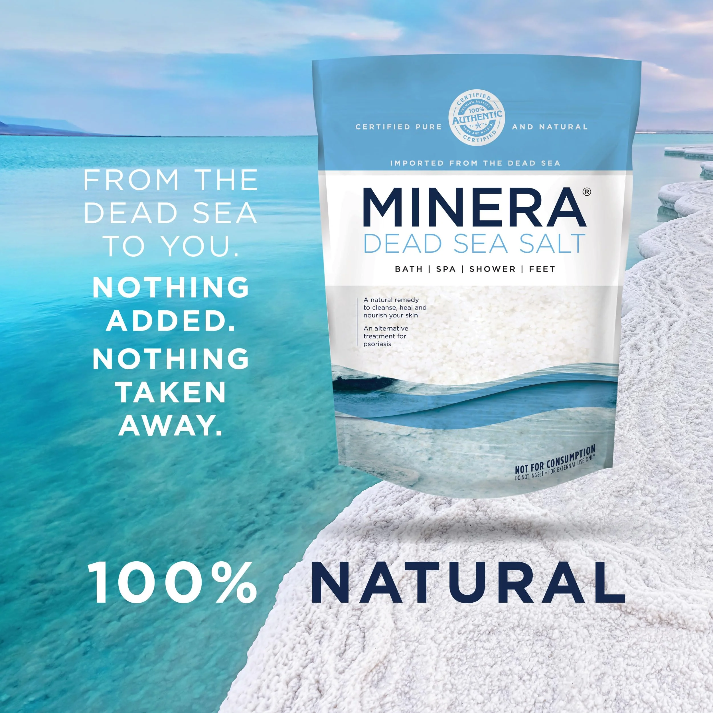 Minera Fine Grain Dead Sea Salt for Bath & Foot Soaks – 5 lbs, Fast-Dissolving, 100% Pure and Natural, Unscented, Skin-Softening Sea Salt - Image 4