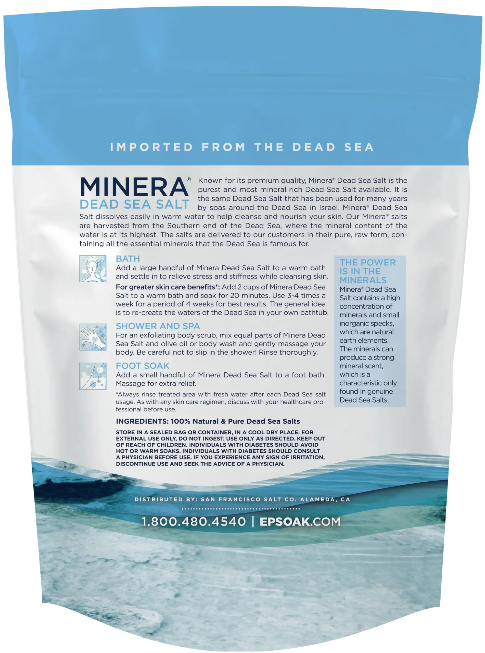 Minera Fine Grain Dead Sea Salt for Bath & Foot Soaks – 5 lbs, Fast-Dissolving, 100% Pure and Natural, Unscented, Skin-Softening Sea Salt - Image 8