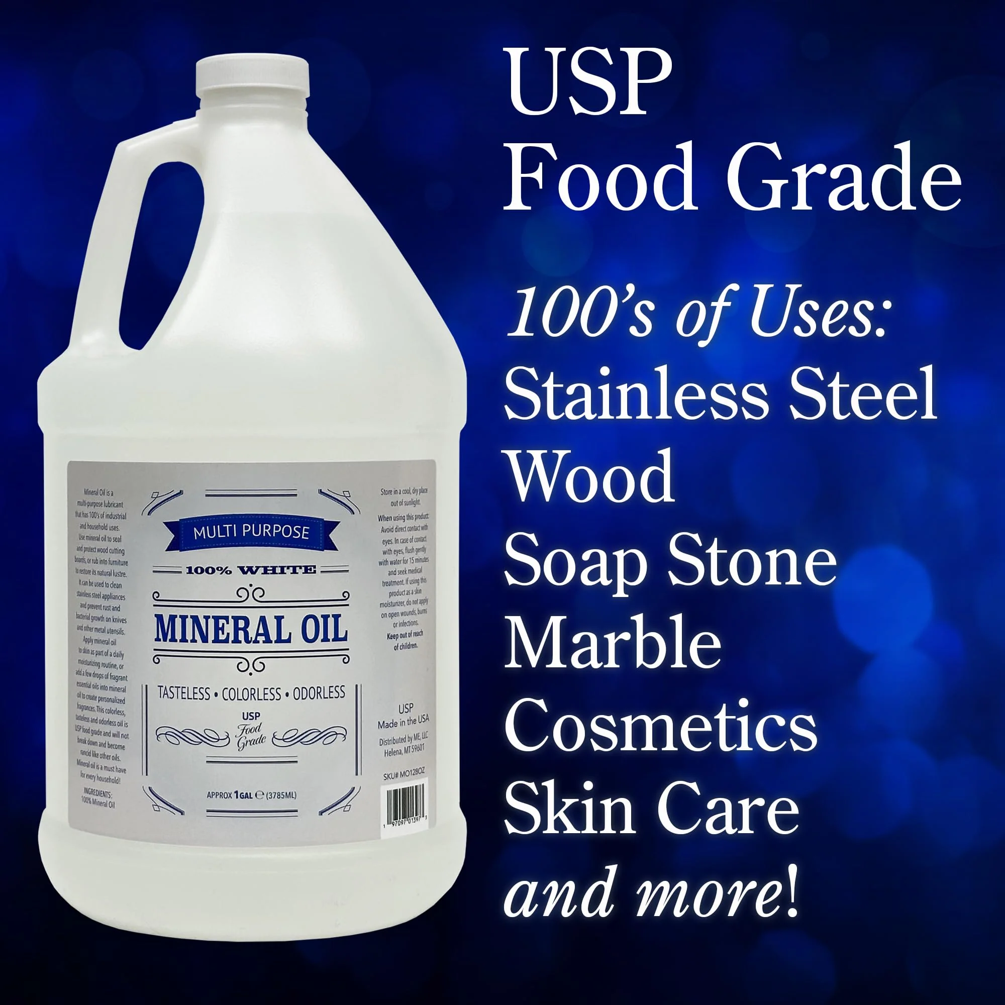 Mineral Oil, 1 Gallon, USP Food Grade, 100% Pure, Tasteless, Colorless, Odorless, Multi Purpose, Skin Care, Cosmetics, Wood and More! - Image 3