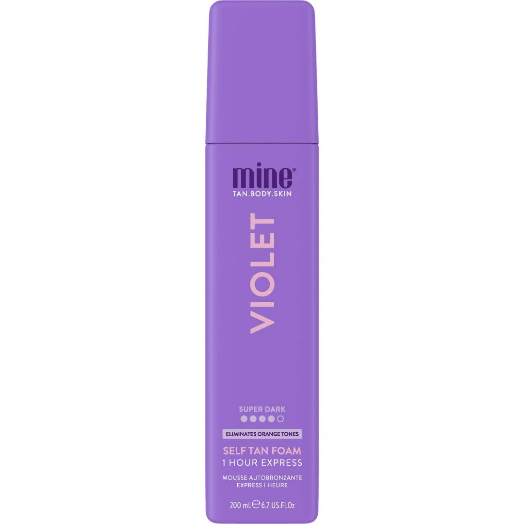 Minetan Violet Self Tanning Foam | Color Base Tan Collection - Rich Dark Brown Bronze Glow, 1 Hour Instant Express, Face & Body Fake Sunless Tanner Mousse, For All Skintones, 6.7 Fl Oz