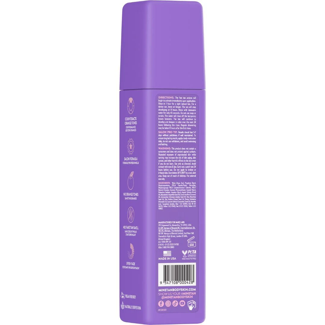 Minetan Violet Self Tanning Foam | Color Base Tan Collection - Rich Dark Brown Bronze Glow, 1 Hour Instant Express, Face & Body Fake Sunless Tanner Mousse, For All Skintones, 6.7 Fl Oz - Image 9