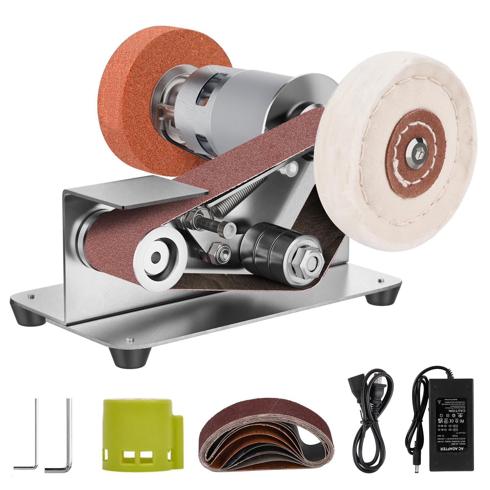 Mini Belt Sander, 7 Adjustable Speed Electric Knife Sharpener, 15 Degree Belt Grinder, Power Belt Sander for Metal Working - Image 2