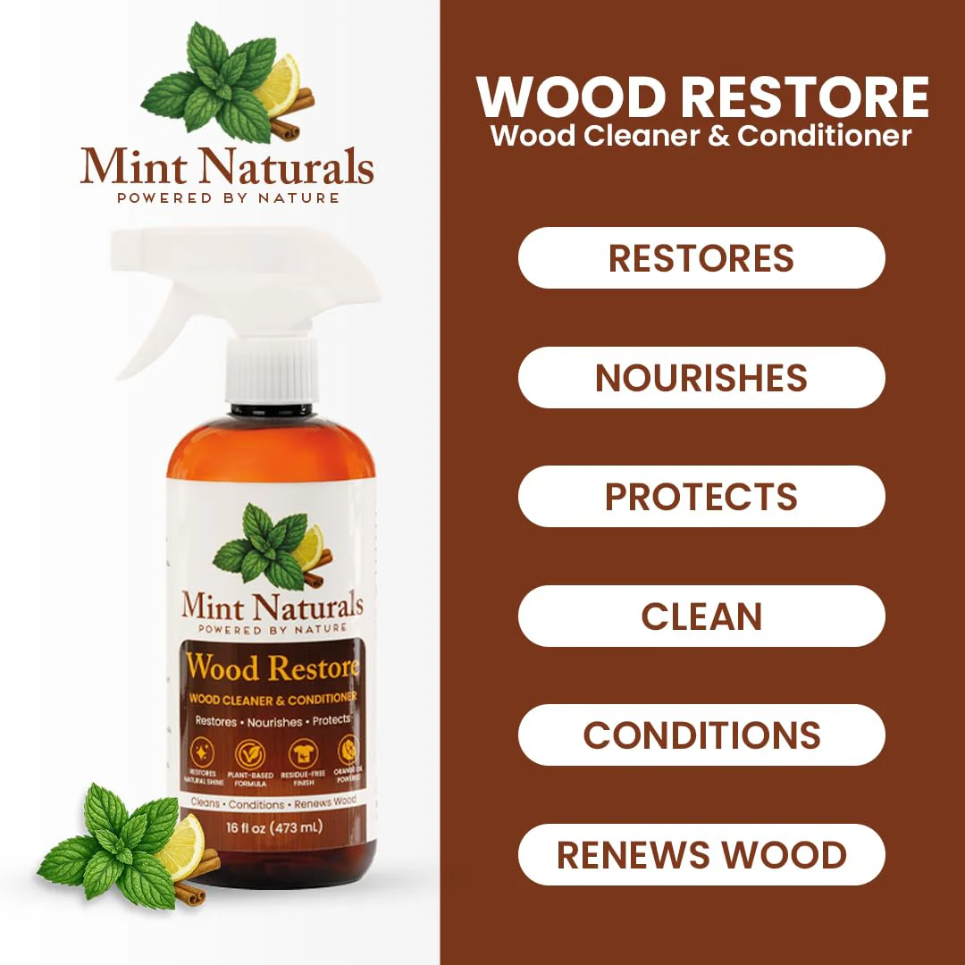 Mint Naturals Natural Wood Cleaner & Furniture Conditioner – Plant-Based Polish Formula That Helps Clean & Protect Wood Surfaces, 16 oz – Made in USA - Image 8