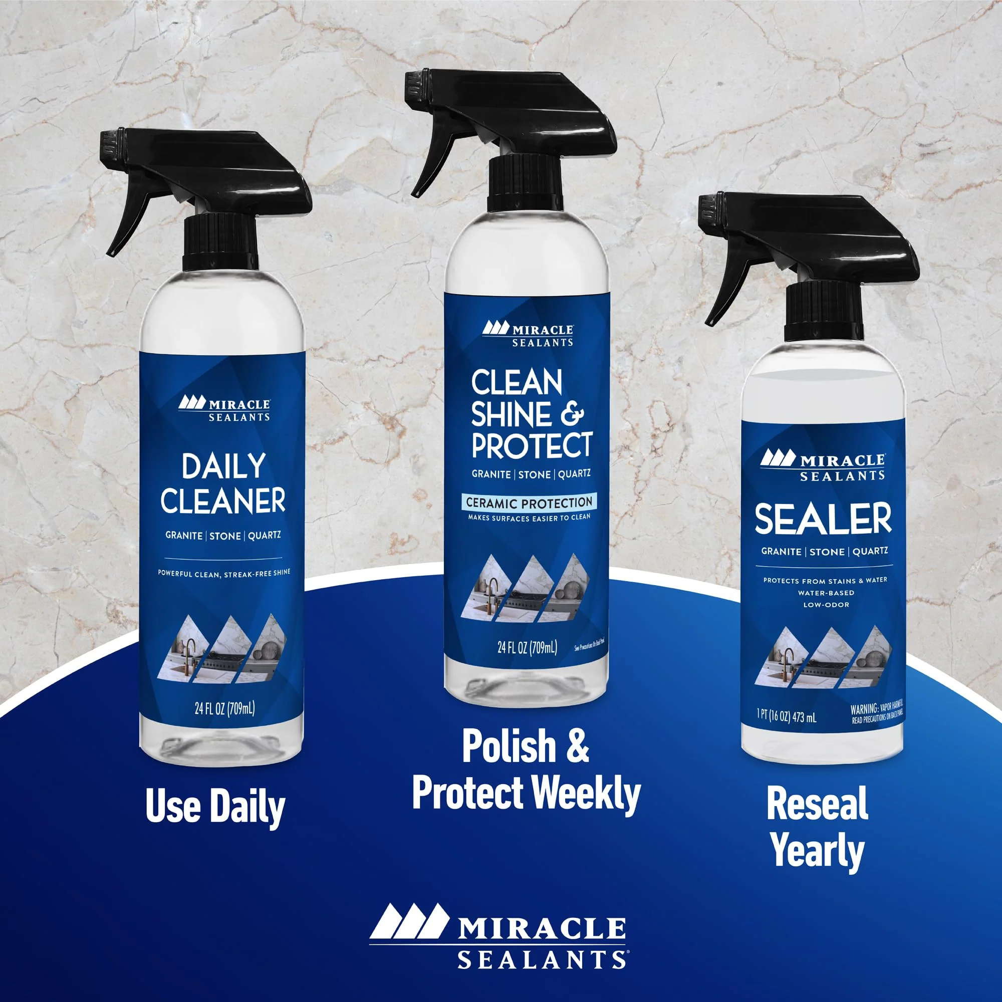 Miracle Sealants Daily Cleaner for Granite, Quartz, Marble, Quartzite, Countertops pH Neutral, 24 oz, 6 Pack - Image 5