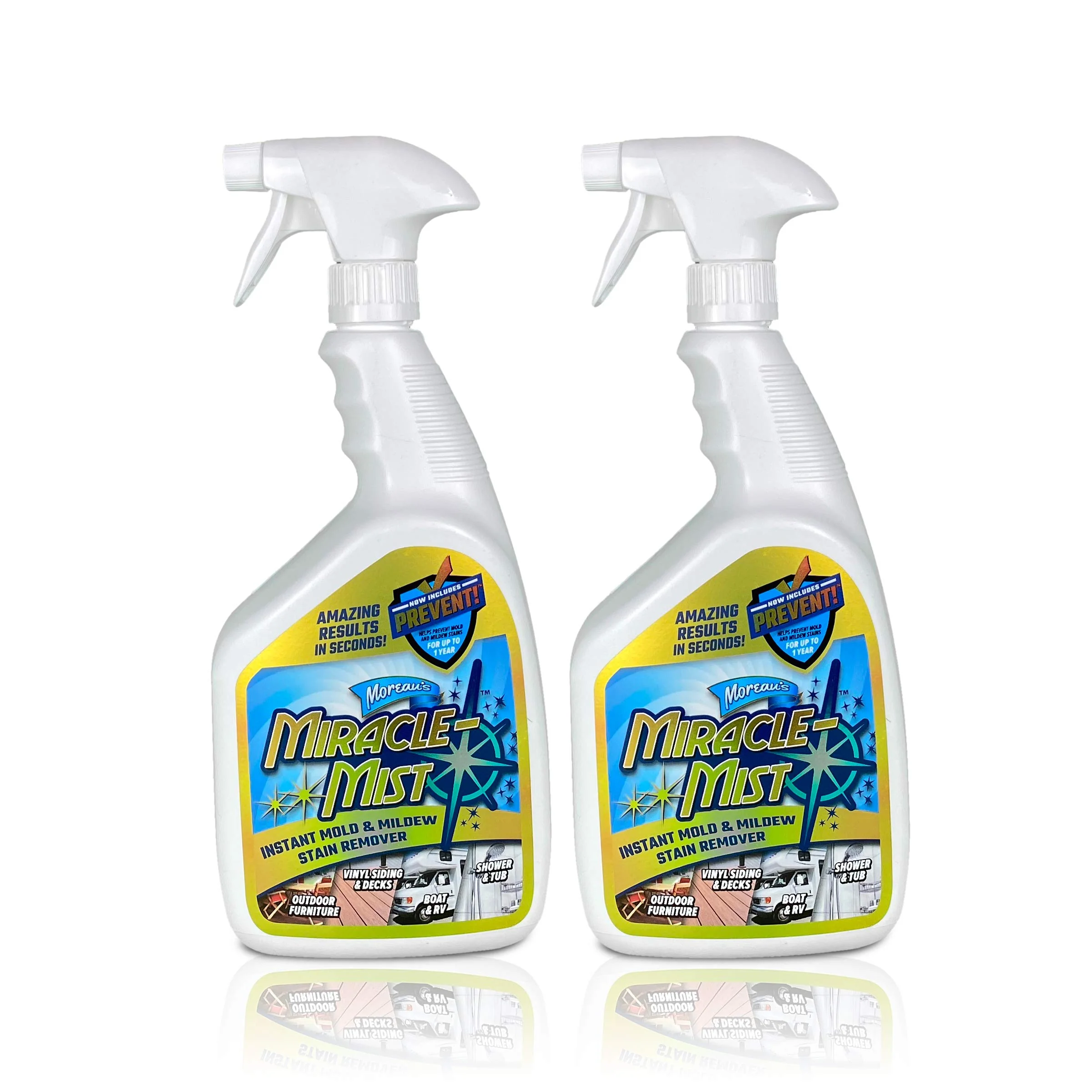 MiracleMist Instant Cleaner for Indoor and Outdoor Use, 32 oz | 2 Pack (64 OZ Spray)