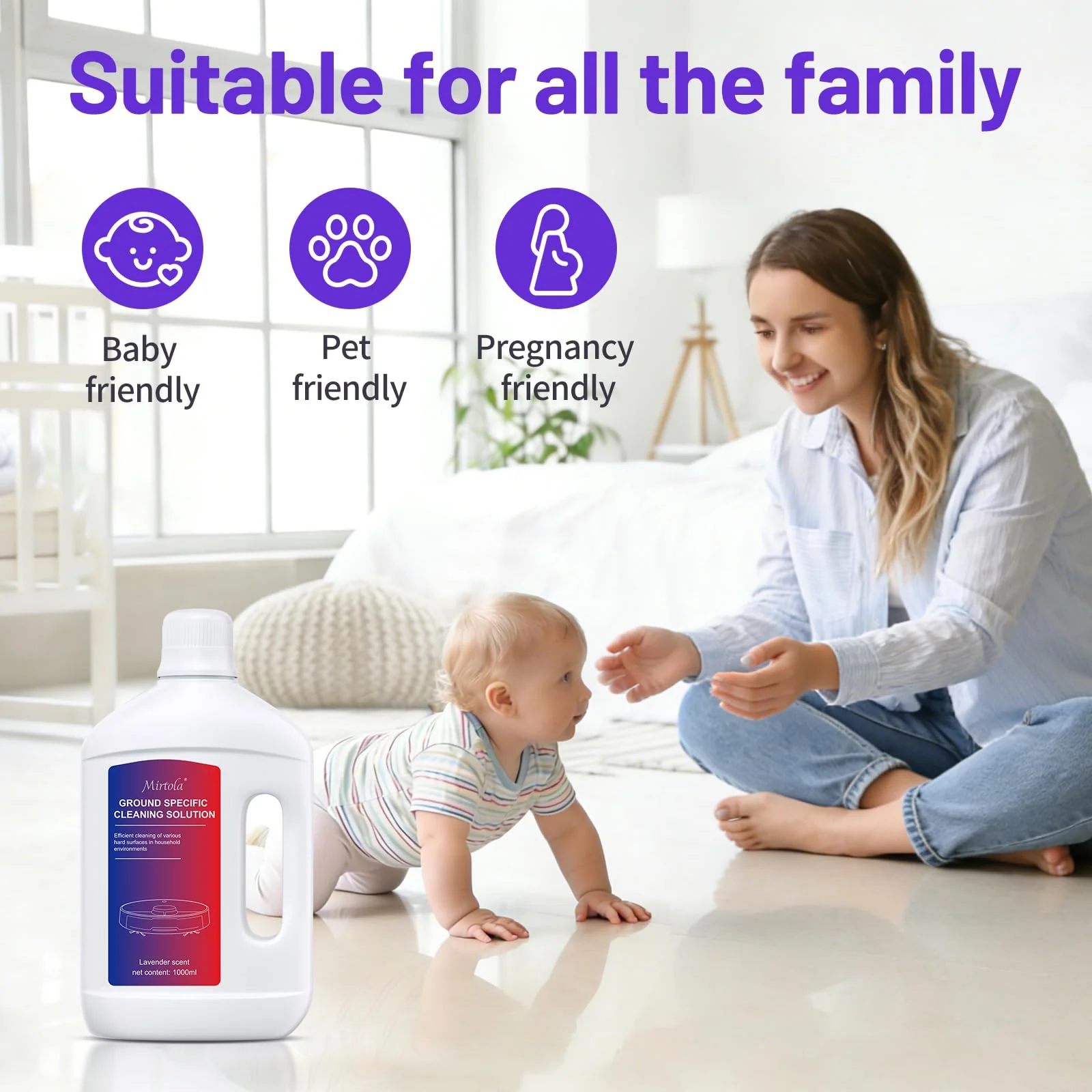 Mirtola Multi-Surface Floor Cleaning Solution Compatible with Dreame Cleaning Solution, Lavender Scent, Deep Clean, Suitable for All Mopping Robot Vacuums and Cordless Wet/Dry Mops (1000 ml) - Image 7