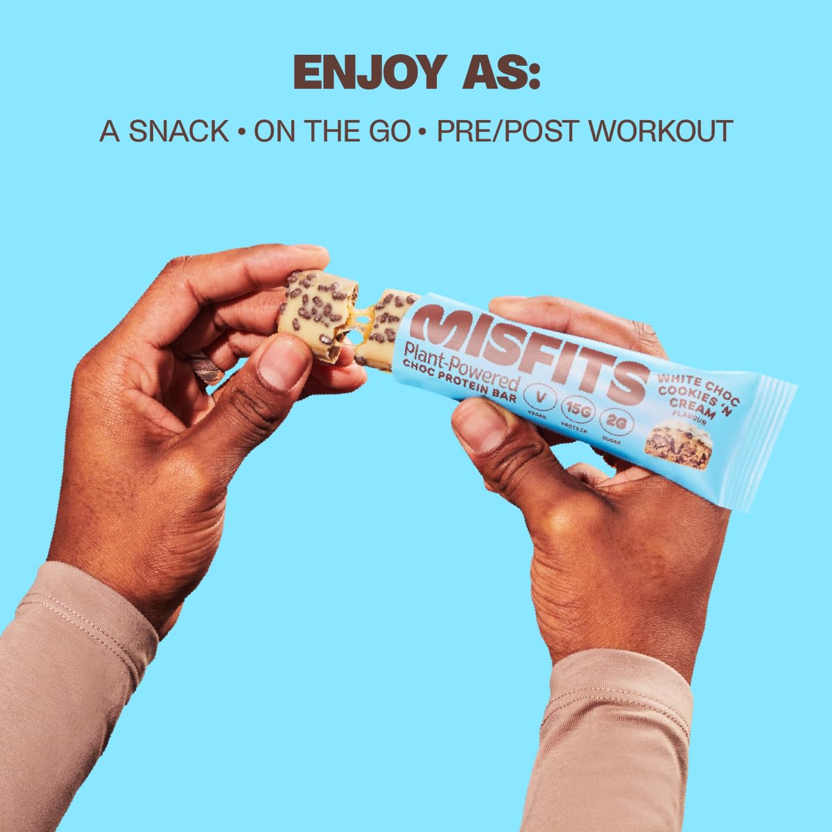 Misfits Vegan Protein Bar, High Protein, Low Sugar, Gluten Free, Plant Based Protein Bar, 12 Pack (Cookies And Cream) - Image 3