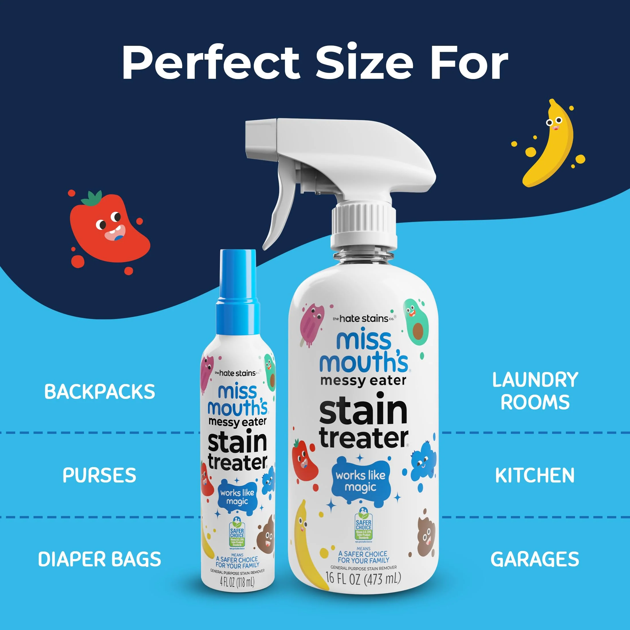 Miss Mouth's Messy Eater Stain Treater Spray - 16oz Stain Remover - Newborn & Baby Essentials - No Dry Cleaning Food, Grease, Coffee Off Laundry, Underwear, Fabric - Image 3
