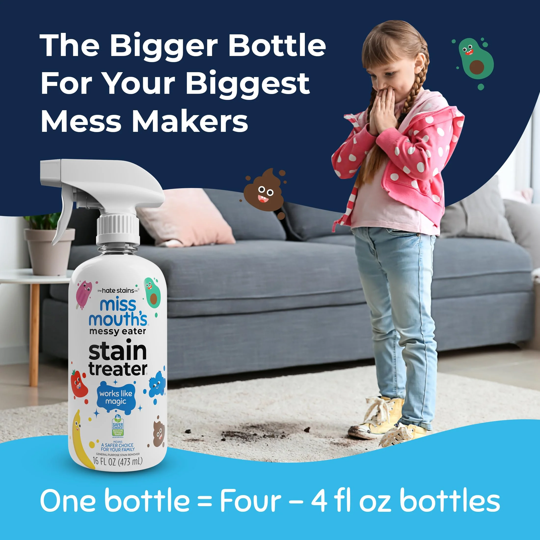 Miss Mouth's Messy Eater Stain Treater Spray - 16oz Stain Remover - Newborn & Baby Essentials - No Dry Cleaning Food, Grease, Coffee Off Laundry, Underwear, Fabric - Image 9