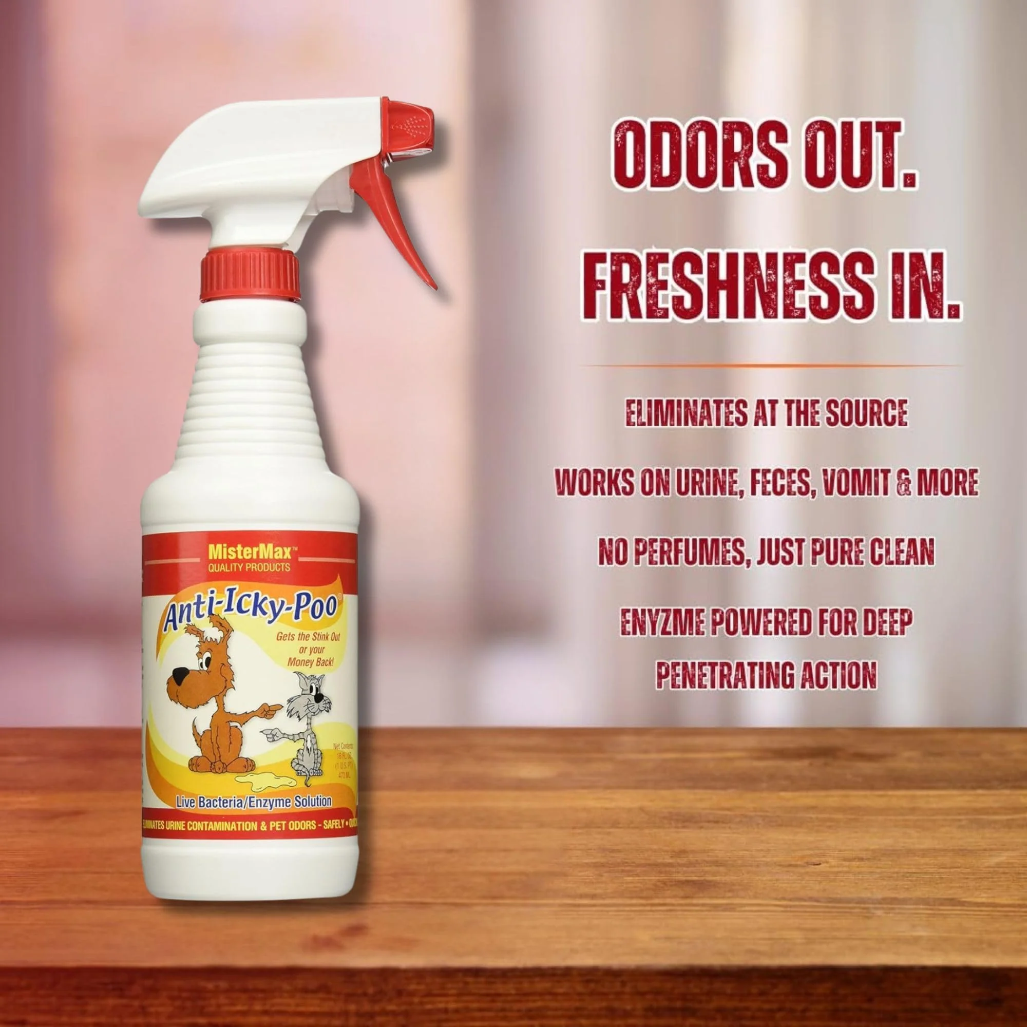 Mister Max Anti Icky Poo Spray - Enzyme Cleaner & Urine Odor Remover for Pets, Animal Urine Enzyme Cleaner & Tough Odor Remover - 1 Pint (16 oz) - Image 7