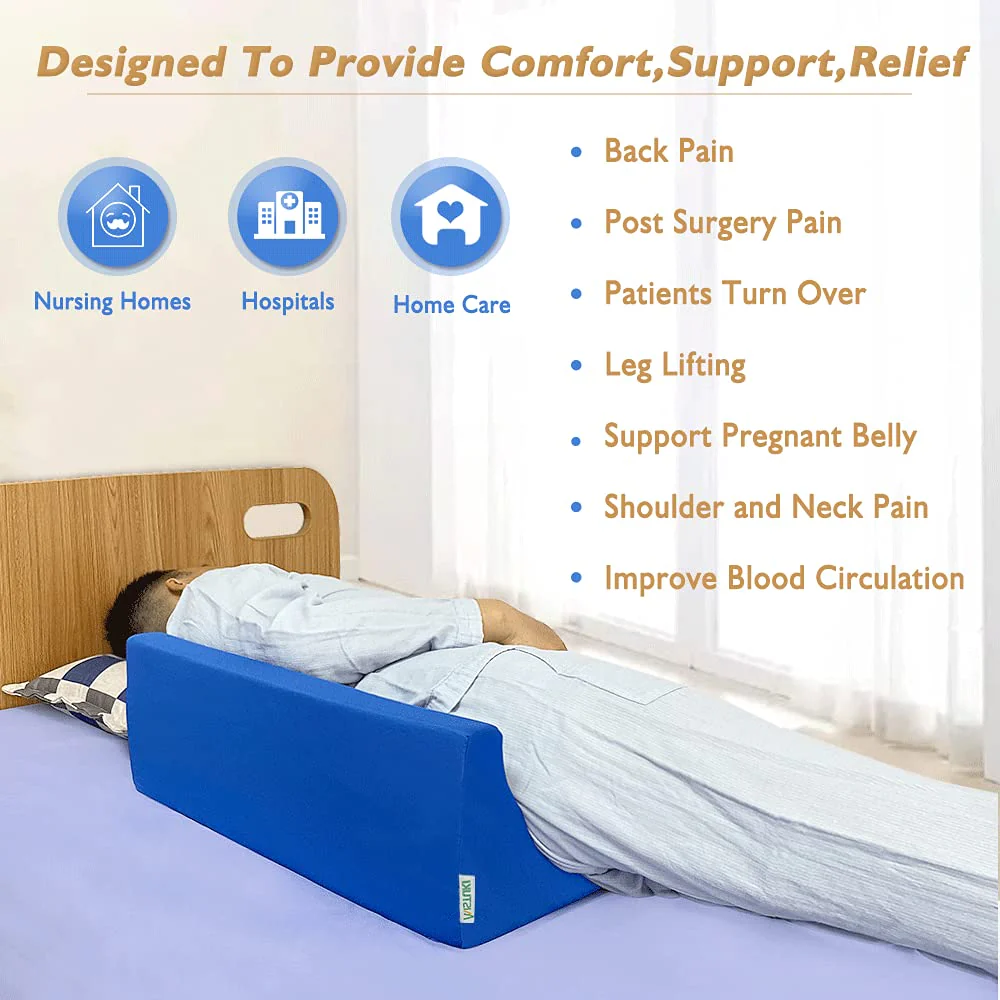 Mistuki Bed Wedge Pillow for Sleeping Seniors Incline Triangle Pillow Adults Post Surgery Back Support Bedsore Pressure Relief Positioning Foam Medical Wedge Bedridden Patient Body Leg Support(23.6") - Image 4