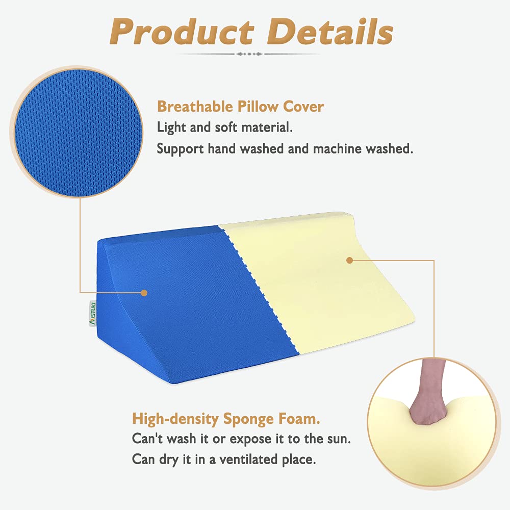 Mistuki Bed Wedge Pillow for Sleeping Seniors Incline Triangle Pillow Adults Post Surgery Back Support Bedsore Pressure Relief Positioning Foam Medical Wedge Bedridden Patient Body Leg Support(23.6") - Image 5