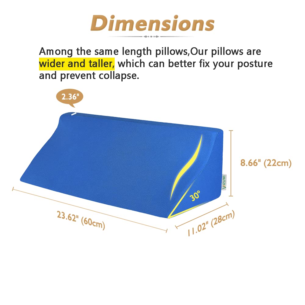 Mistuki Bed Wedge Pillow for Sleeping Seniors Incline Triangle Pillow Adults Post Surgery Back Support Bedsore Pressure Relief Positioning Foam Medical Wedge Bedridden Patient Body Leg Support(23.6") - Image 8