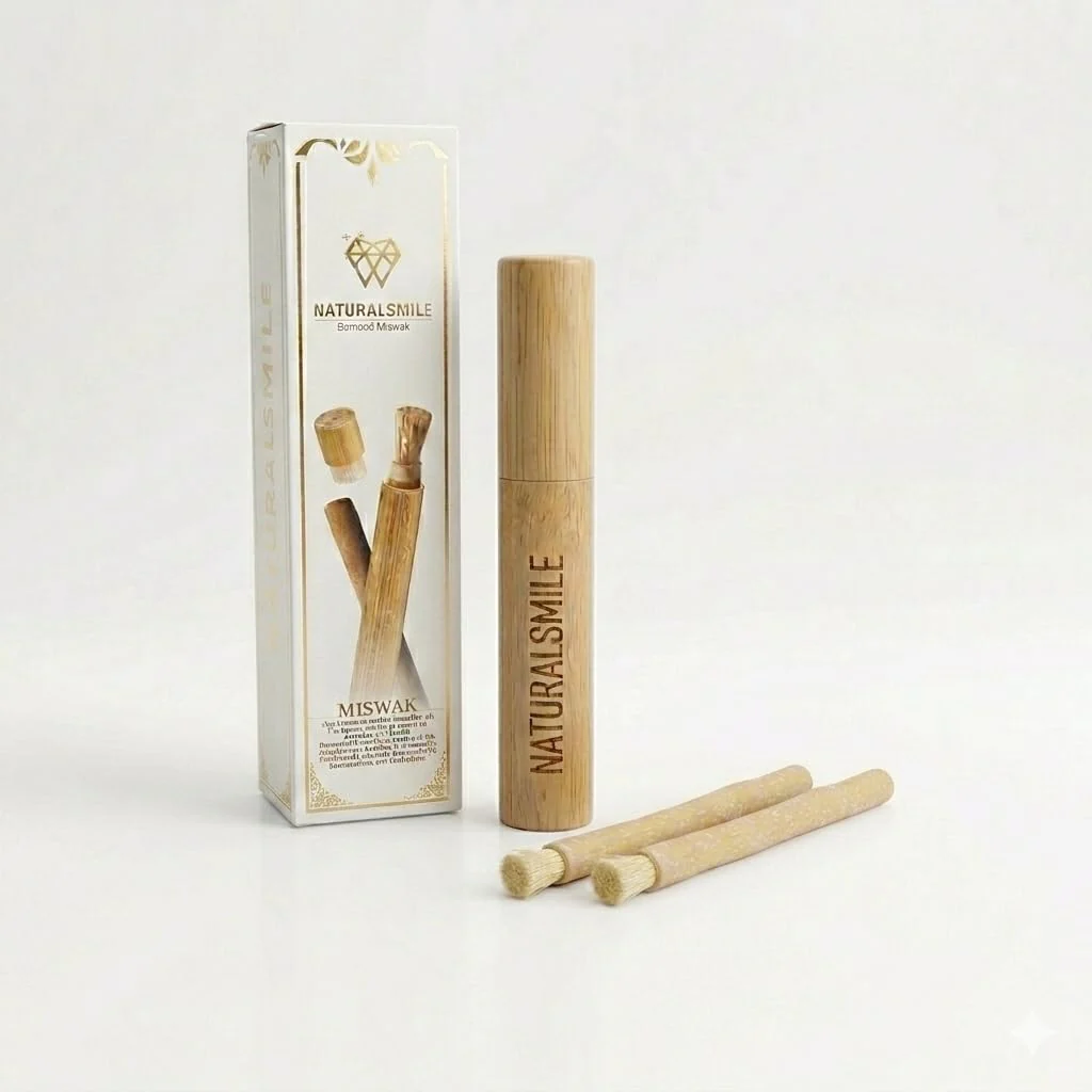 Miswak Sticks for Teeth (2-Pack) – Natural Fresh Siwak Sticks with Bamboo Holder, Travel-Friendly Organic Toothbrush Alternative for Teeth & Gums