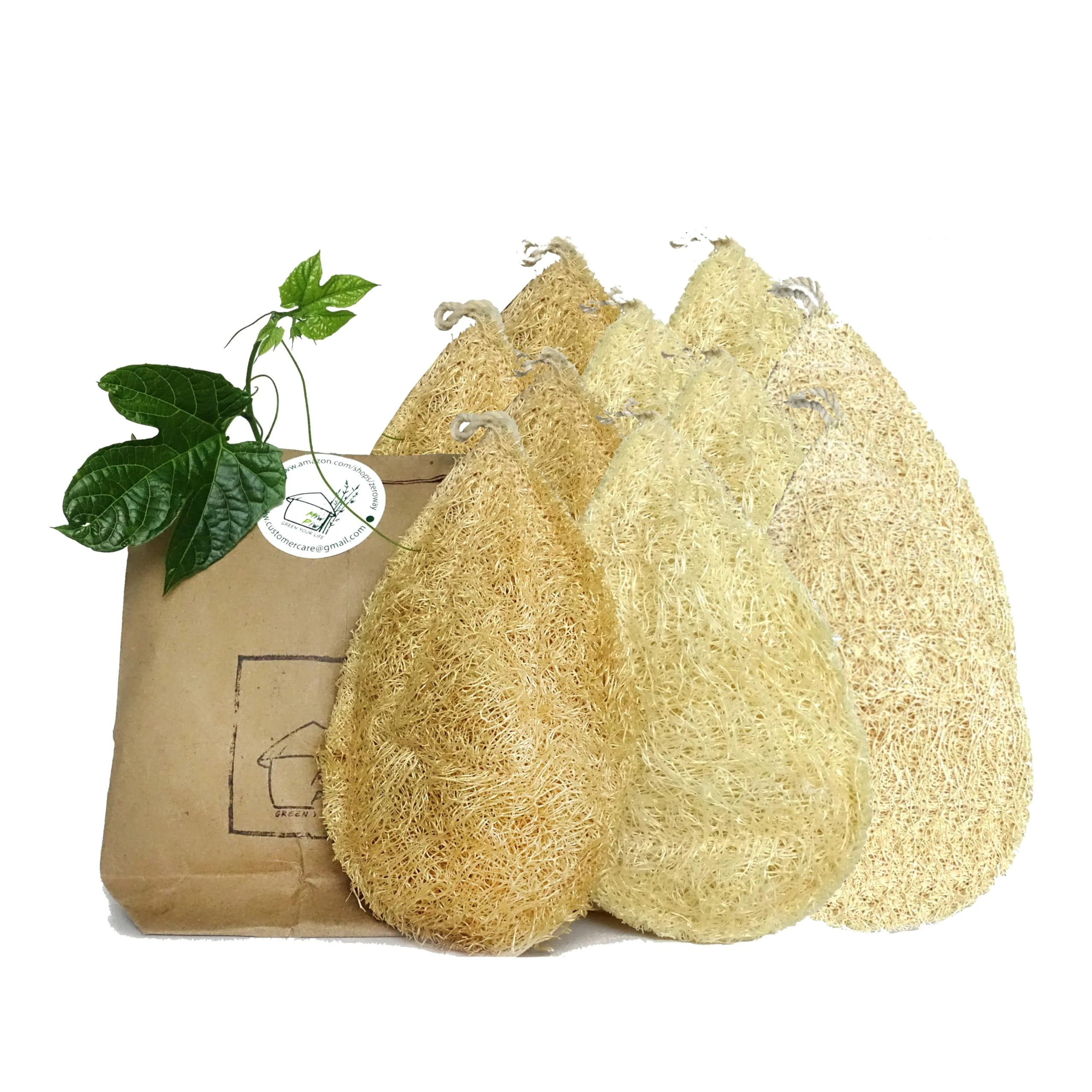 Miw Piw Natural Loofah Dish Sponge (Pack 10) - Vegetable Scrubber for Kitchen - 100% Biodegradable Compostable Dishwashing Scouring Pad, Zero Waste Plastic Free Eco Friendly Sustainable