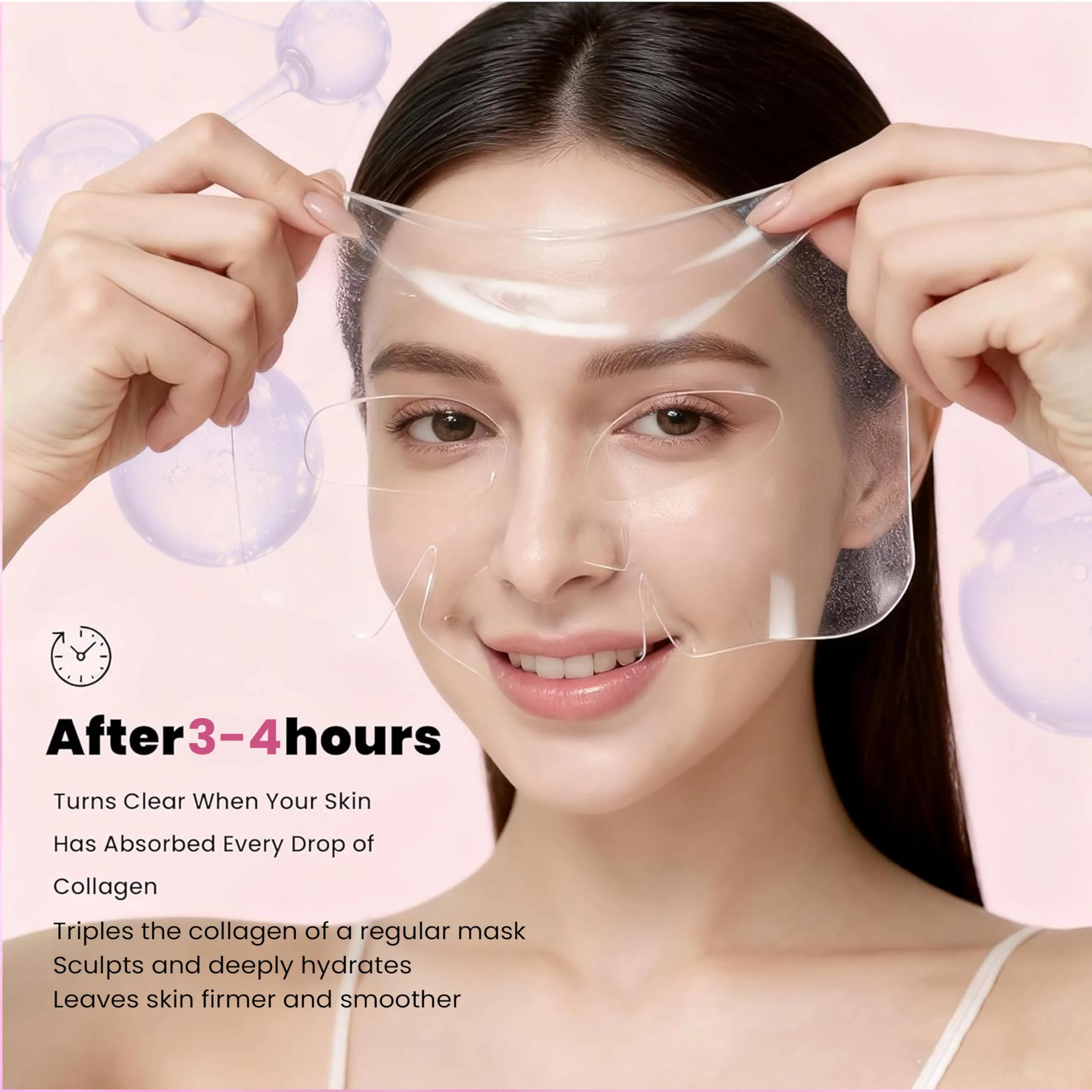 MIXAROLA Collagen Glow Up Mask 2.0, Bio Collagen Face Mask for Firming Skin, Deep Hydration, Wrinkle & Pore Reduction(4 Count (Pack of 1)) - Image 4