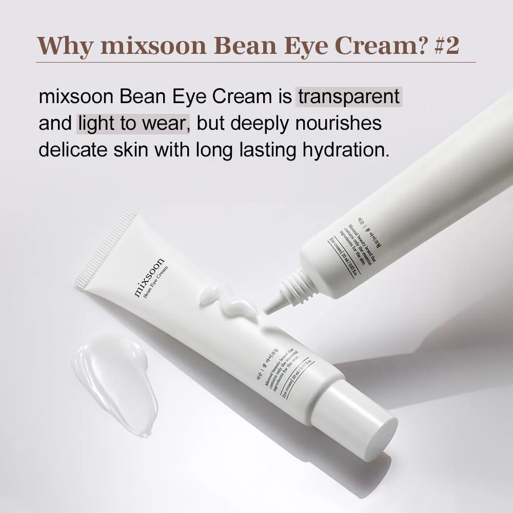 mixsoon Bean Eye cream - Nourishing and Firming for Dark Circles, Puffiness, Fermented Bean and Peptide Complex Niacinamide 20ml / 0.67 fl.oz. Korean Glass Skin Care - Image 4