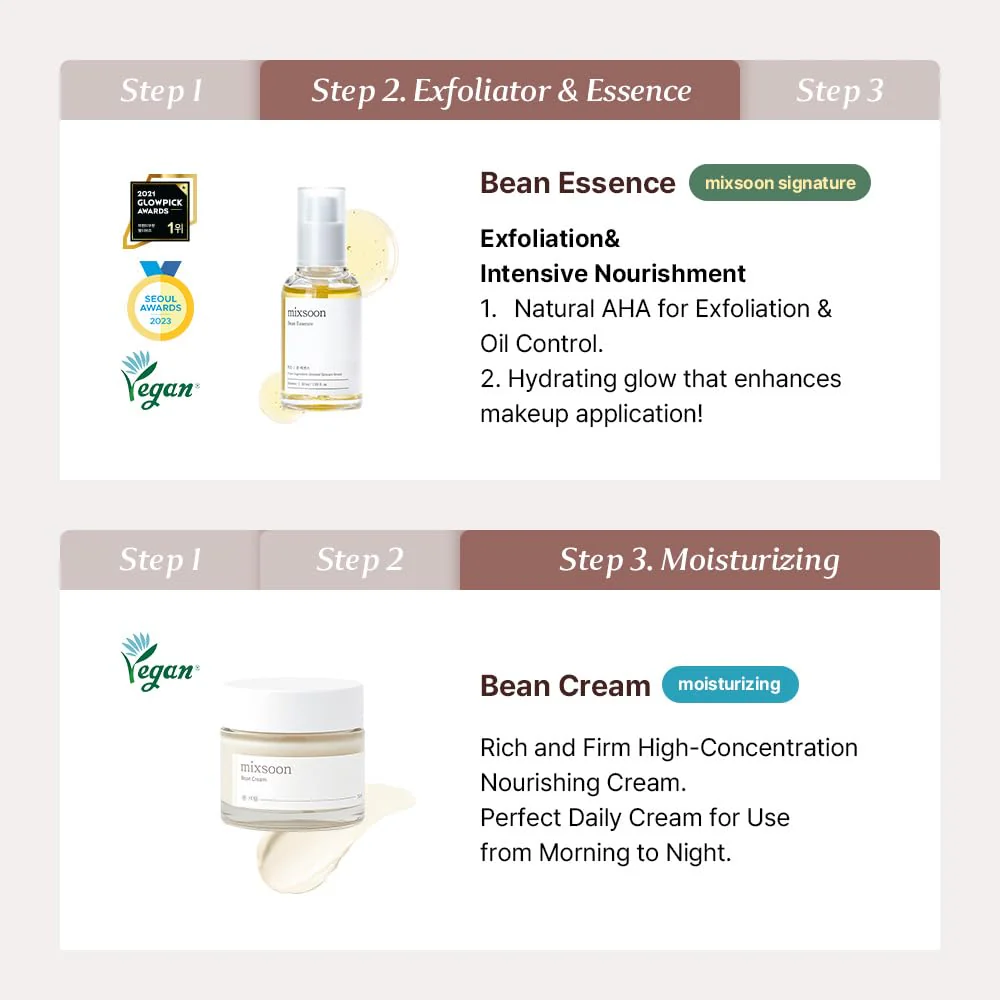 mixsoon Glass Skin Suit Case Set-5-Step Skincare Kit - Hydrating and Radiance-Cleansing Oil, Foam, Essence, Cream 105ml / 3.55 fl.oz. Korean Glass Skin Care - Image 2