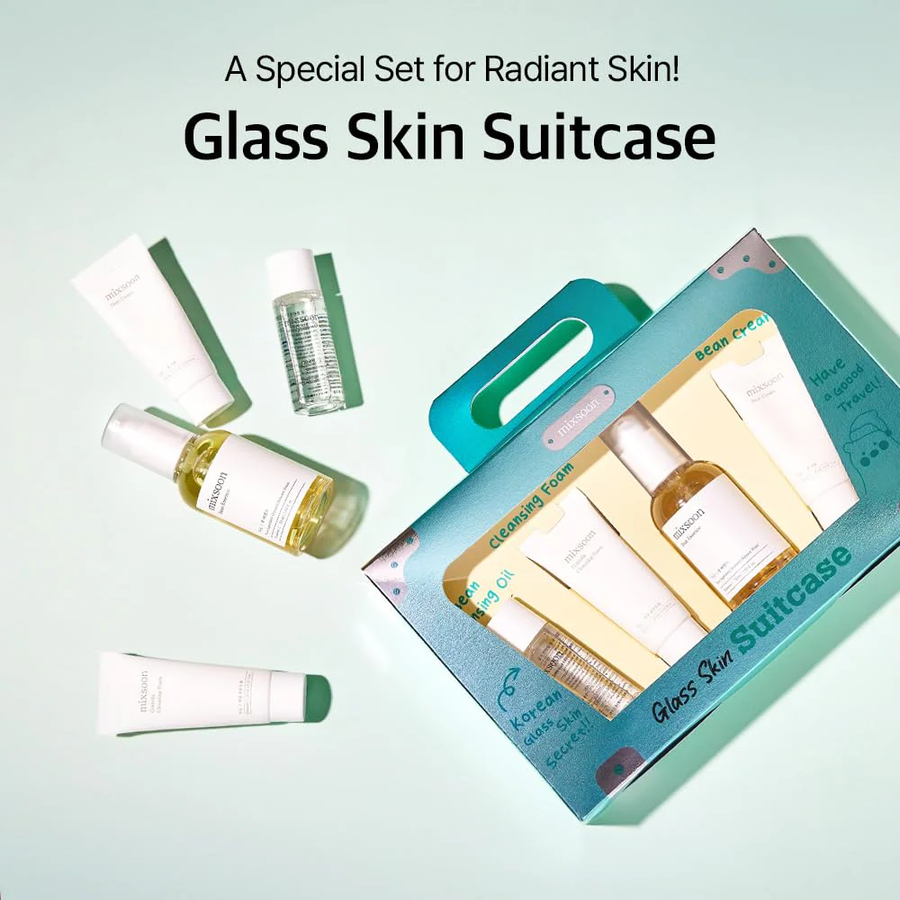 mixsoon Glass Skin Suit Case Set-5-Step Skincare Kit - Hydrating and Radiance-Cleansing Oil, Foam, Essence, Cream 105ml / 3.55 fl.oz. Korean Glass Skin Care - Image 4