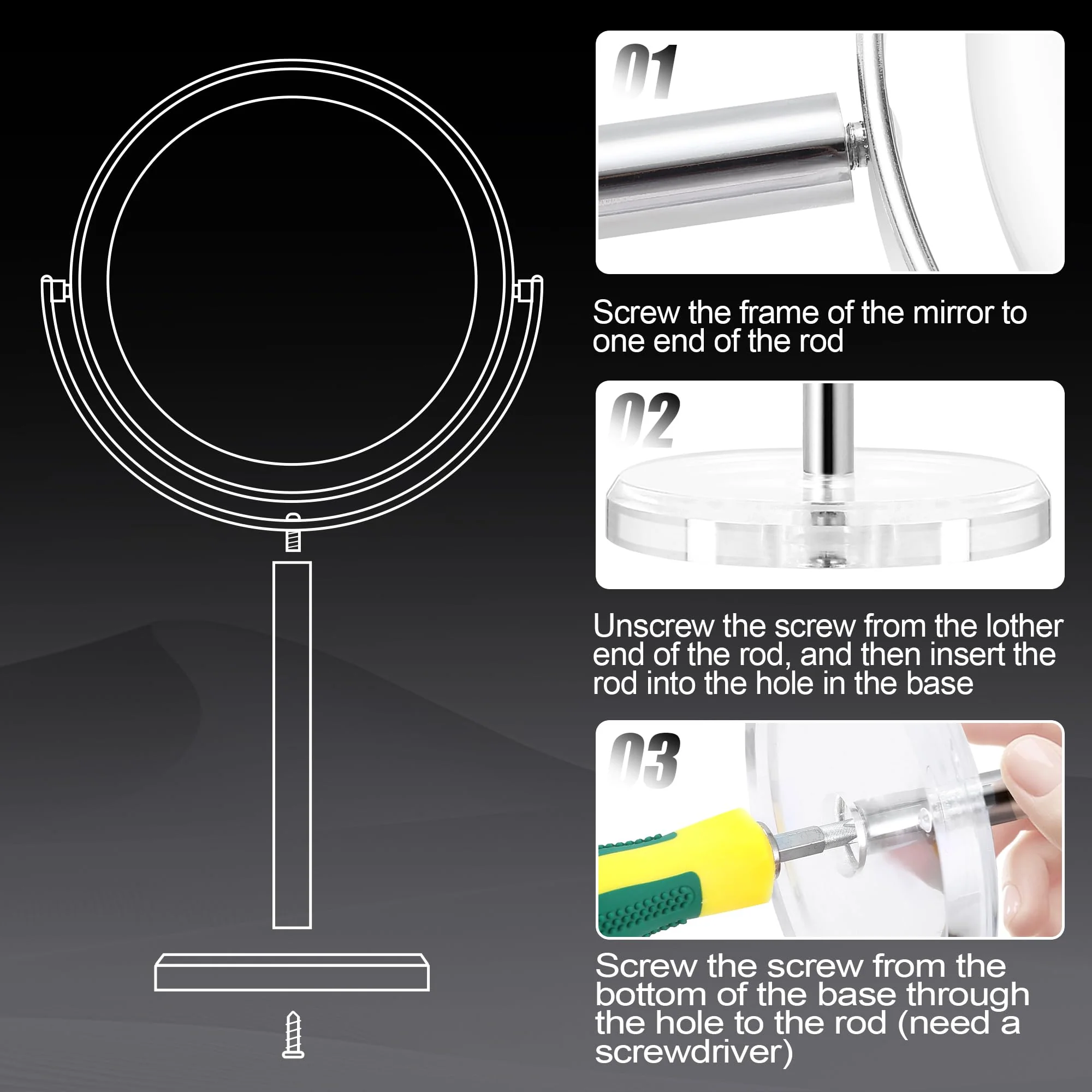 MIYADIVA Makeup Mirror, 30X Magnifying Mirror for Desk, 1X/30X Table Mirror with Stand, Double-Sided Vanity Mirror, Travel Makeup Mirror with Magnification, Desk Mirrors for Home and Office 8 in - Image 6