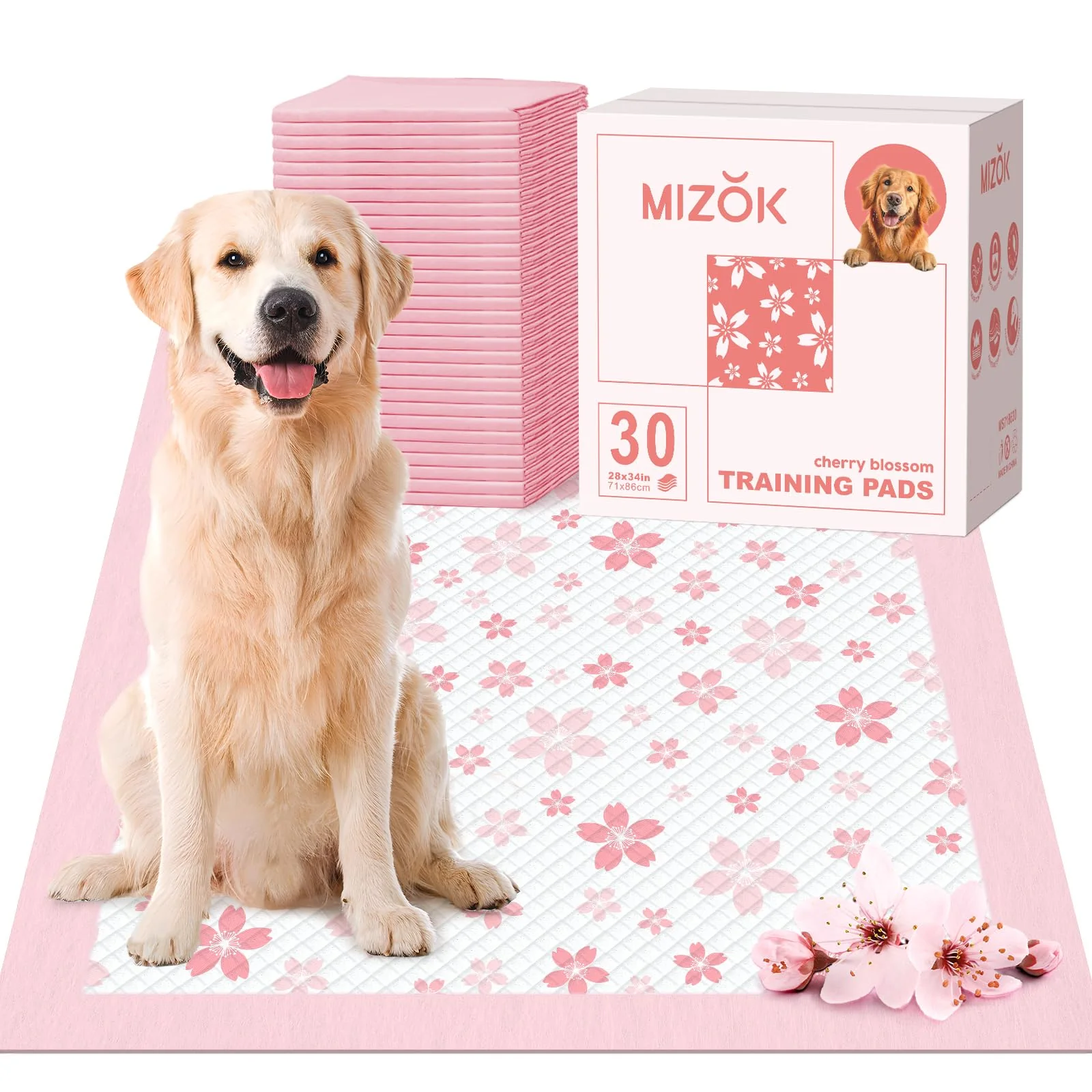 MIZOK Puppy Pads, 36"x36" Dolphin Print Dog Pee Pads Extra Large with Adhesive Tabs, Leak-Proof, 6-Layer Leak-Proof Super Absorbent, Quick-Dry Disposable (30 Count) - Image 2