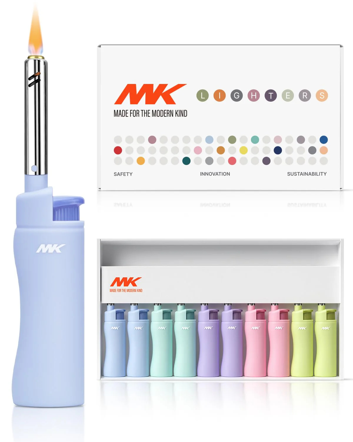 MK Lighter 10PCS Candle Lighters, Windproof Flame, Ideal as for BBQ, Camping, Outdoor, Butane Refillable Lighte, Multipurpose (Harmony-10PC) - Image 2