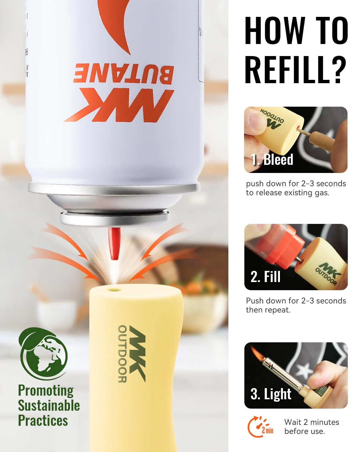 MK Lighter 5pcs. Outdoor Series Candle Lighters, Windproof Torch Flame, BBQ Grills, Camping Lighters, Outdoor Activities, Refillable Butane, Multipurpose Lighters (Assorted-5pc) - Image 8