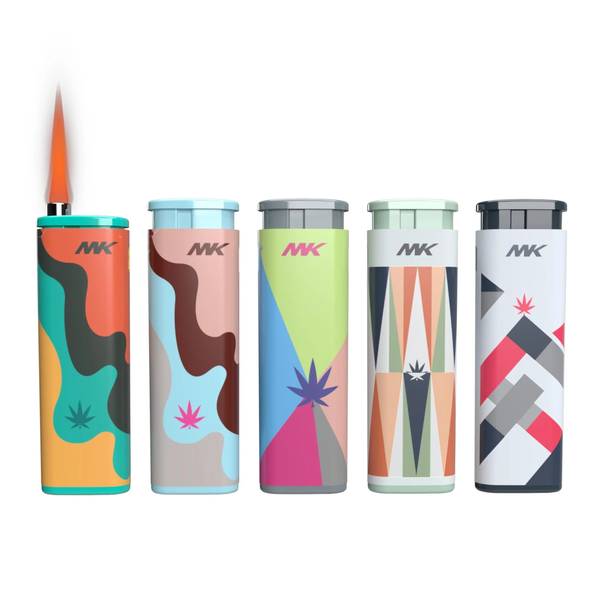 MK Lighter Wind Proof Jet Flame Lighters, 5PCS Striking Design, Candle, Camping, Butane Refillable Lighter, Multipurpose Lighters (Hydro-5PC)